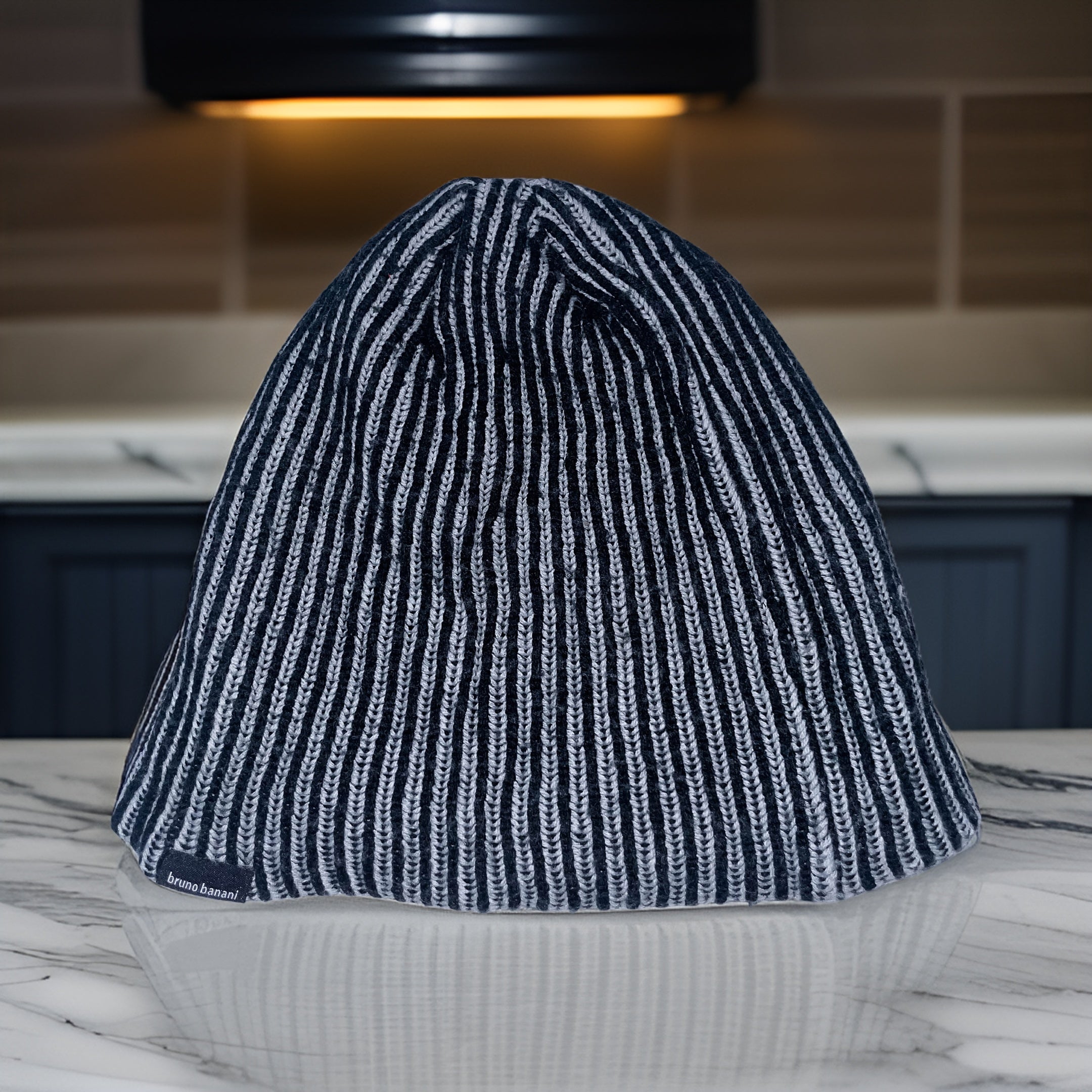 Vintage Bruno Banani grey stripe beanie hat