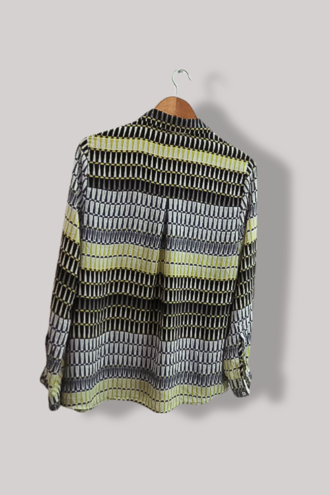Vintage Paul Costelloe living studio geometric pattern multi large womens shirt