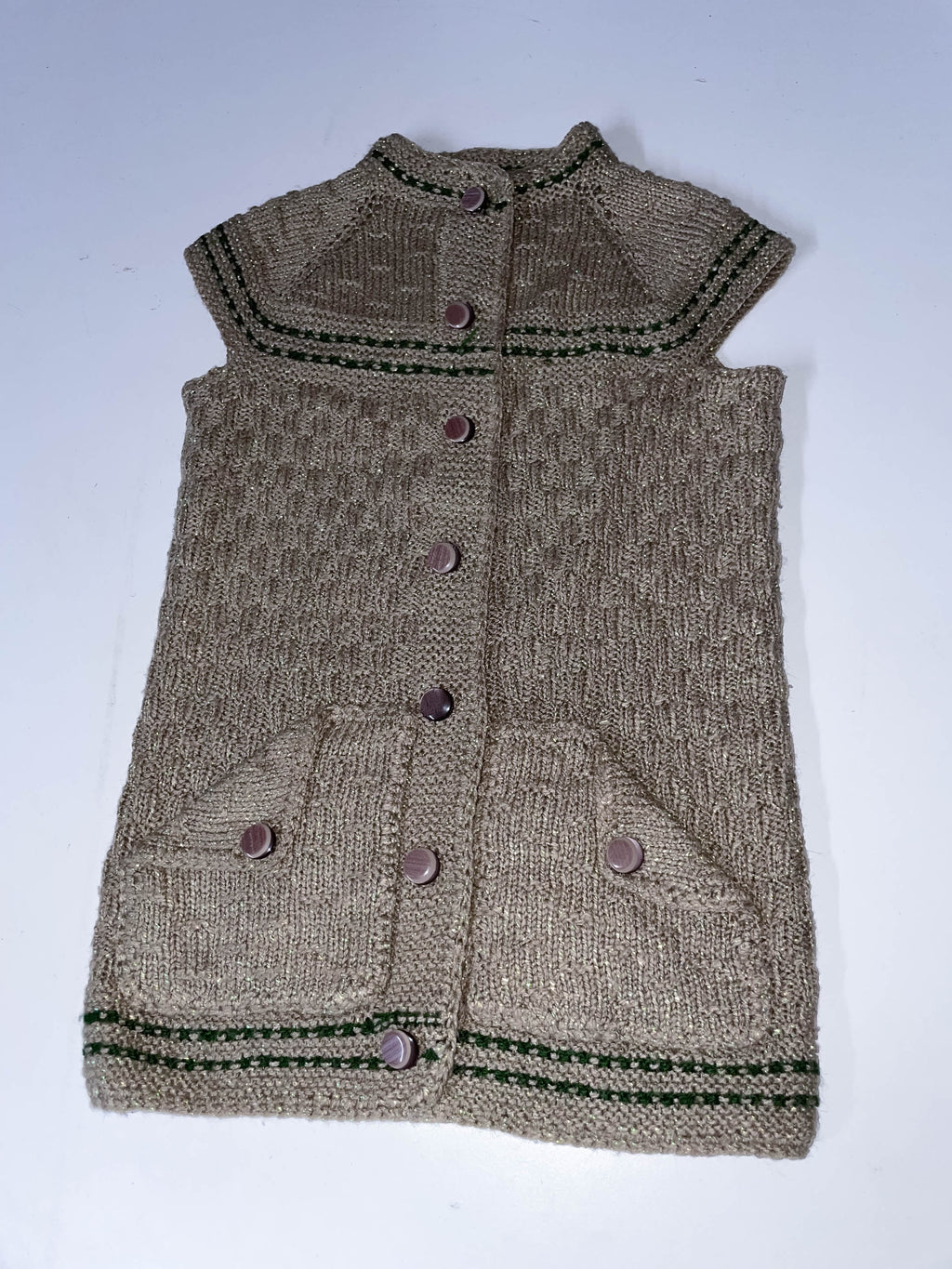 Vintage womens 7 button knitwear brown small vest