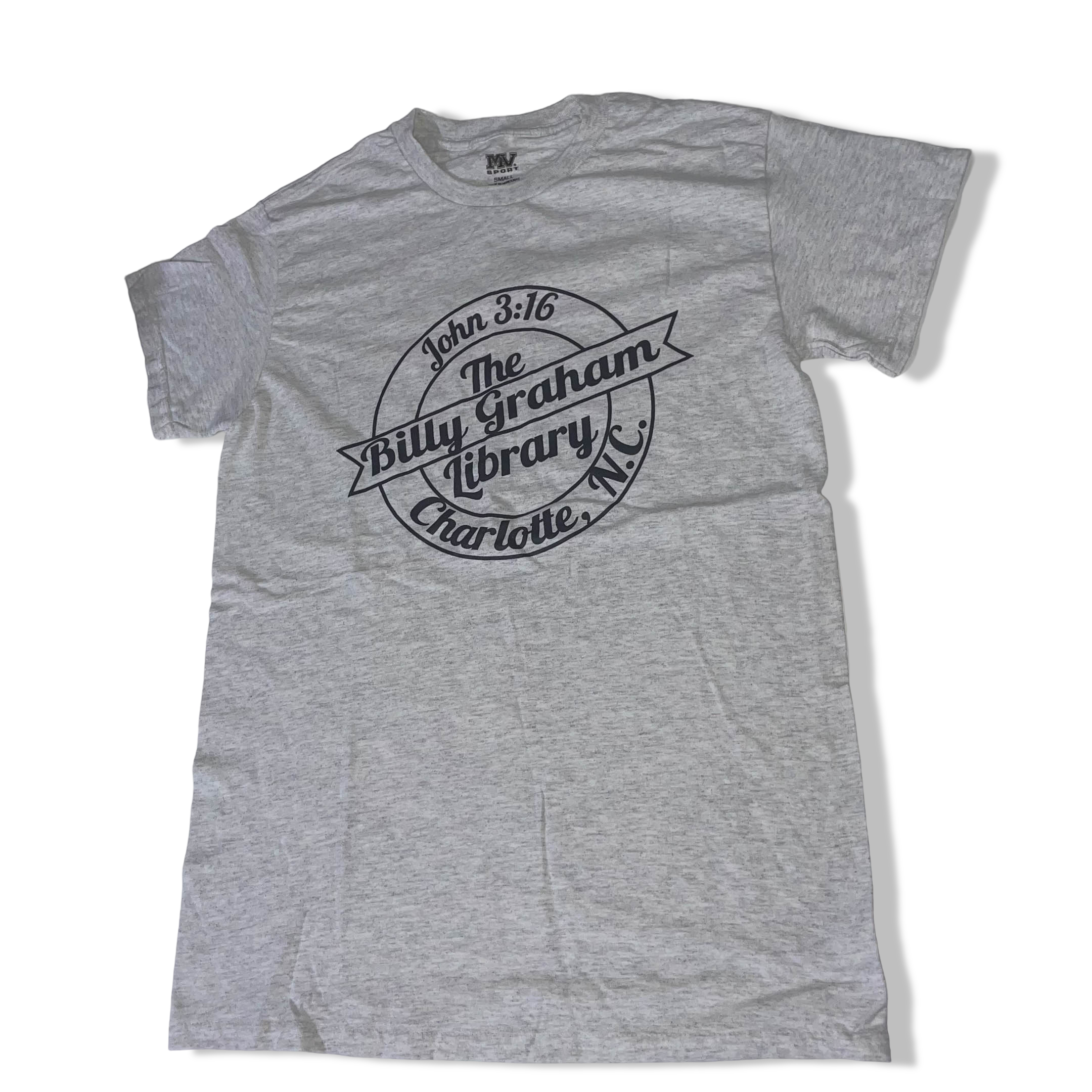 Vintage MV sport The Billy Graham Library graphics mens grey tees in S