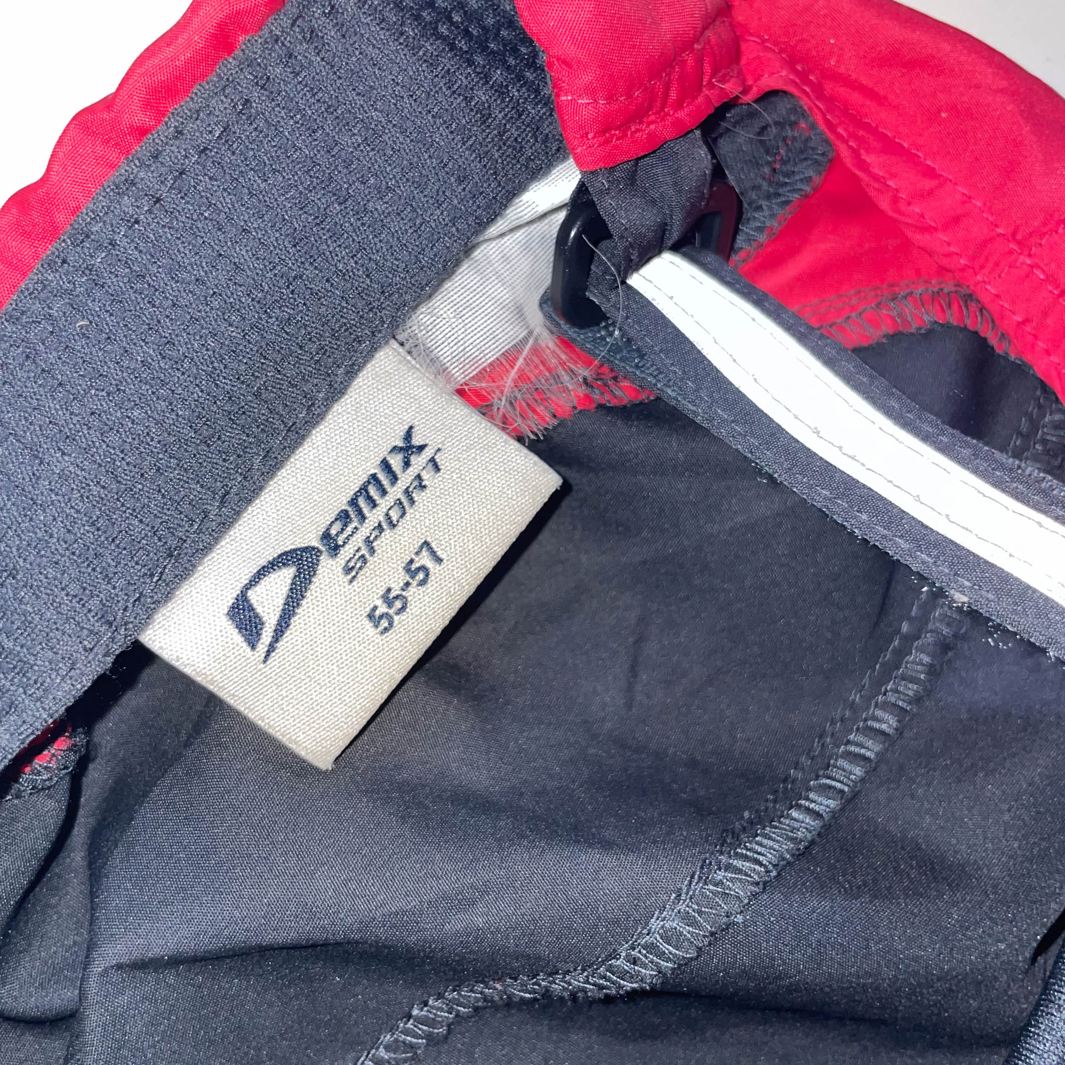 Vintage Demix sport black baseball cap with red stripe