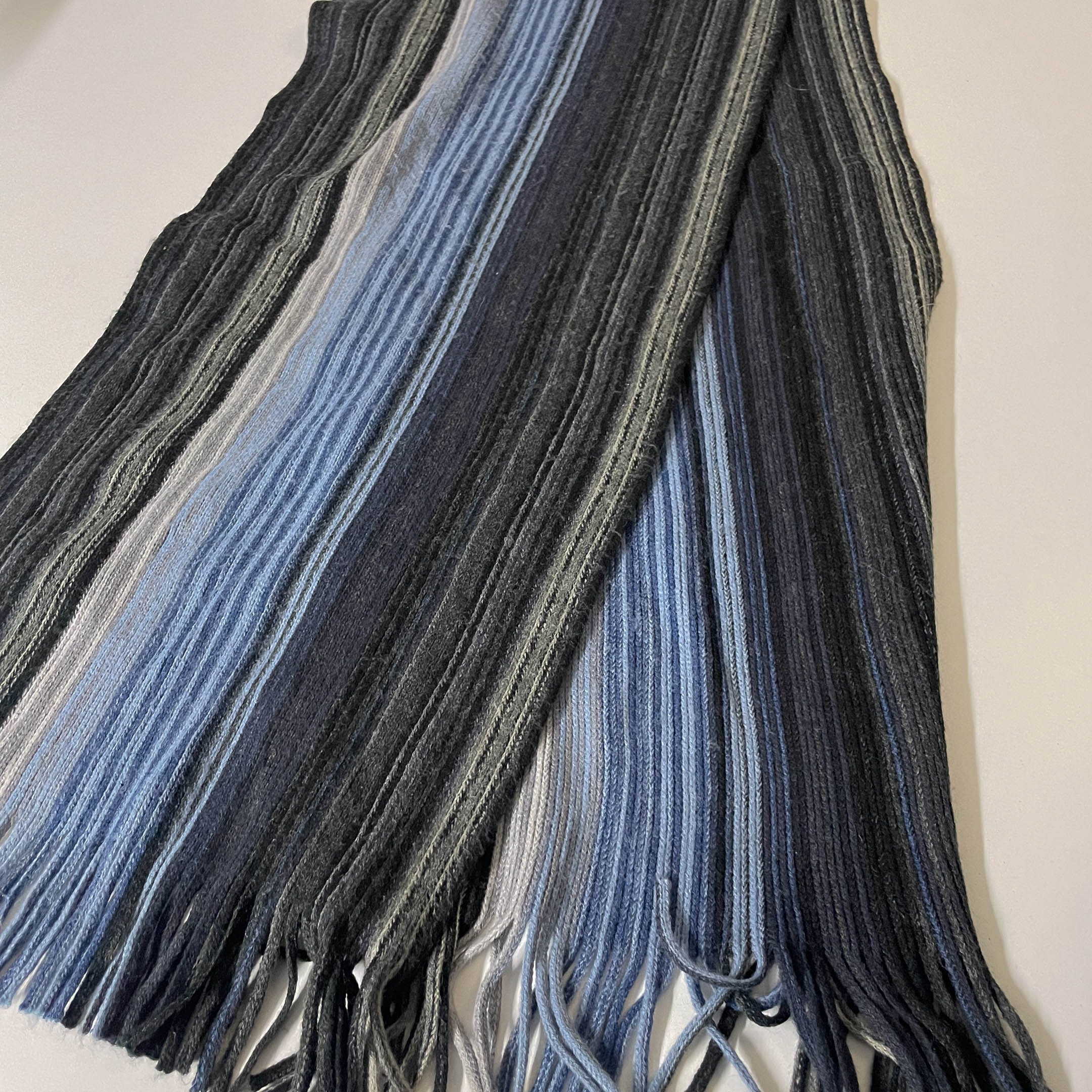Vintage Michealis multicolor wool winter scarf| L 35 W 12 |BLUE&GREY|SKU 3703