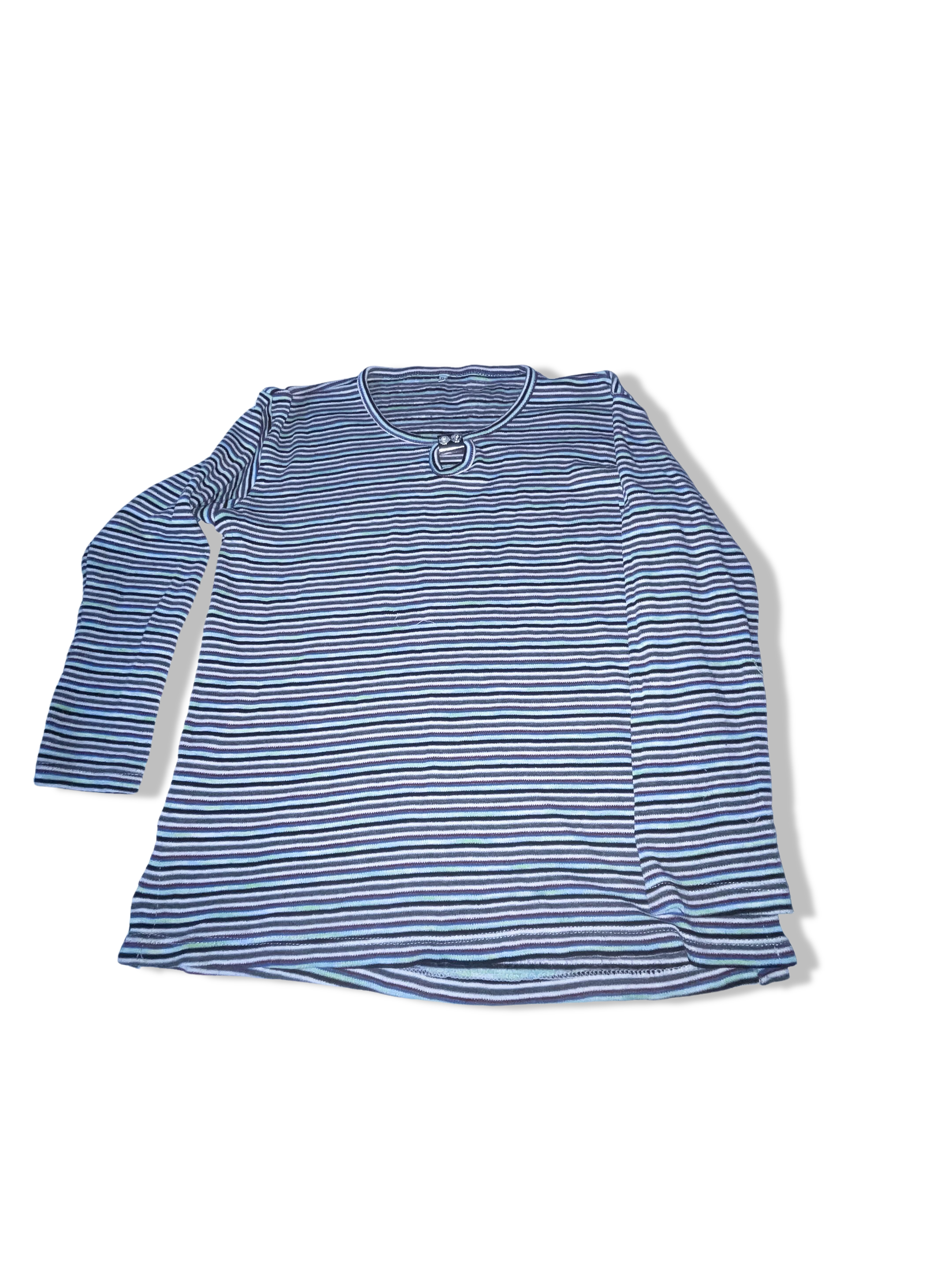 Vintage y2k womens long sleeve multi stripe Tshirt XL