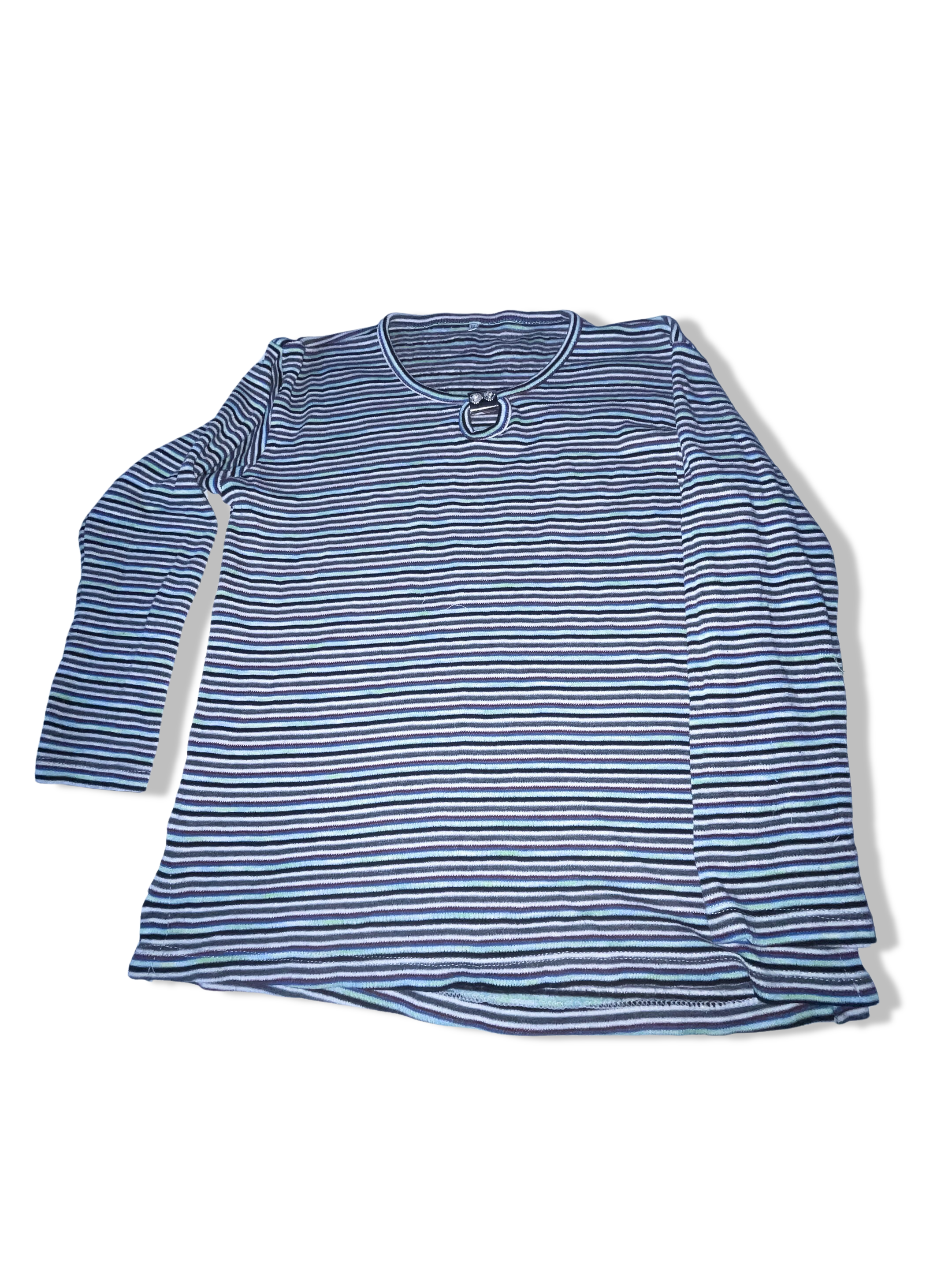 Vintage y2k womens long sleeve multi stripe Tshirt XL