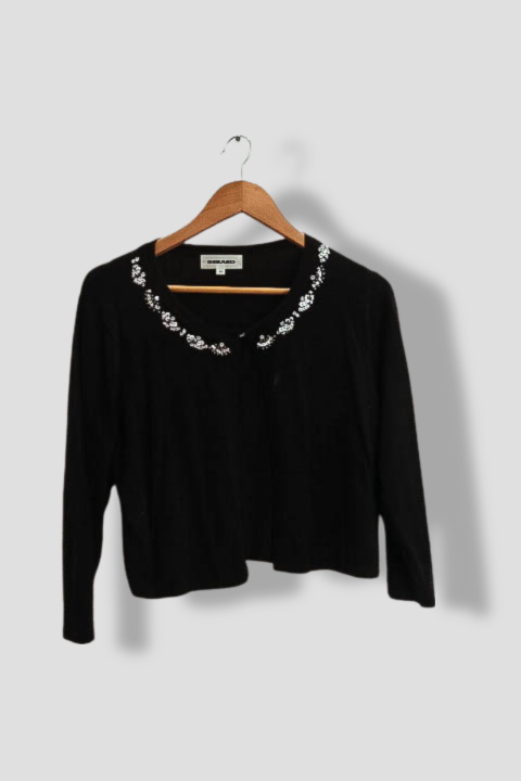 Vintage Black Gerard studed collar womens nylon top size M