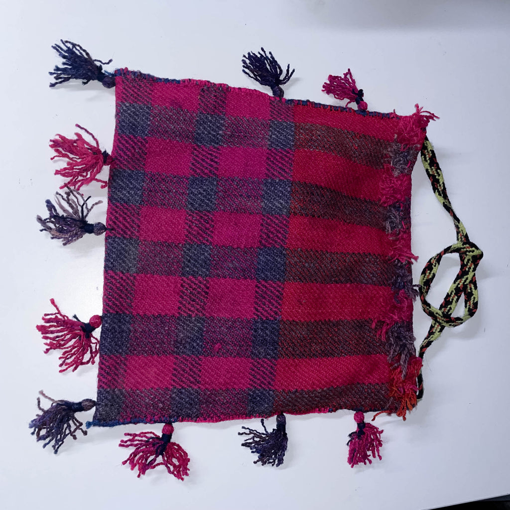 Vintage Red checkered heavy thick hand made bag