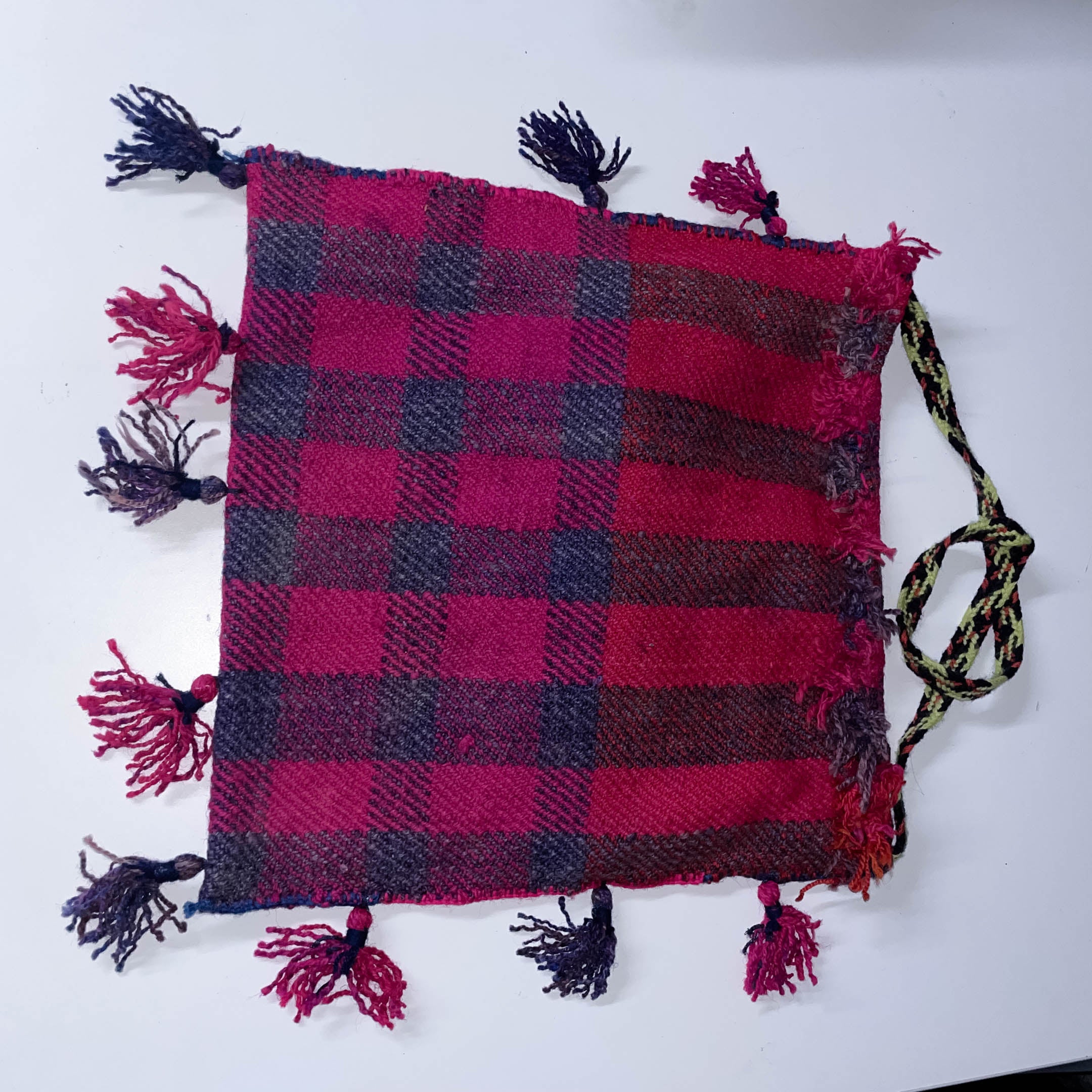 Vintage Red checkered heavy thick hand made bag