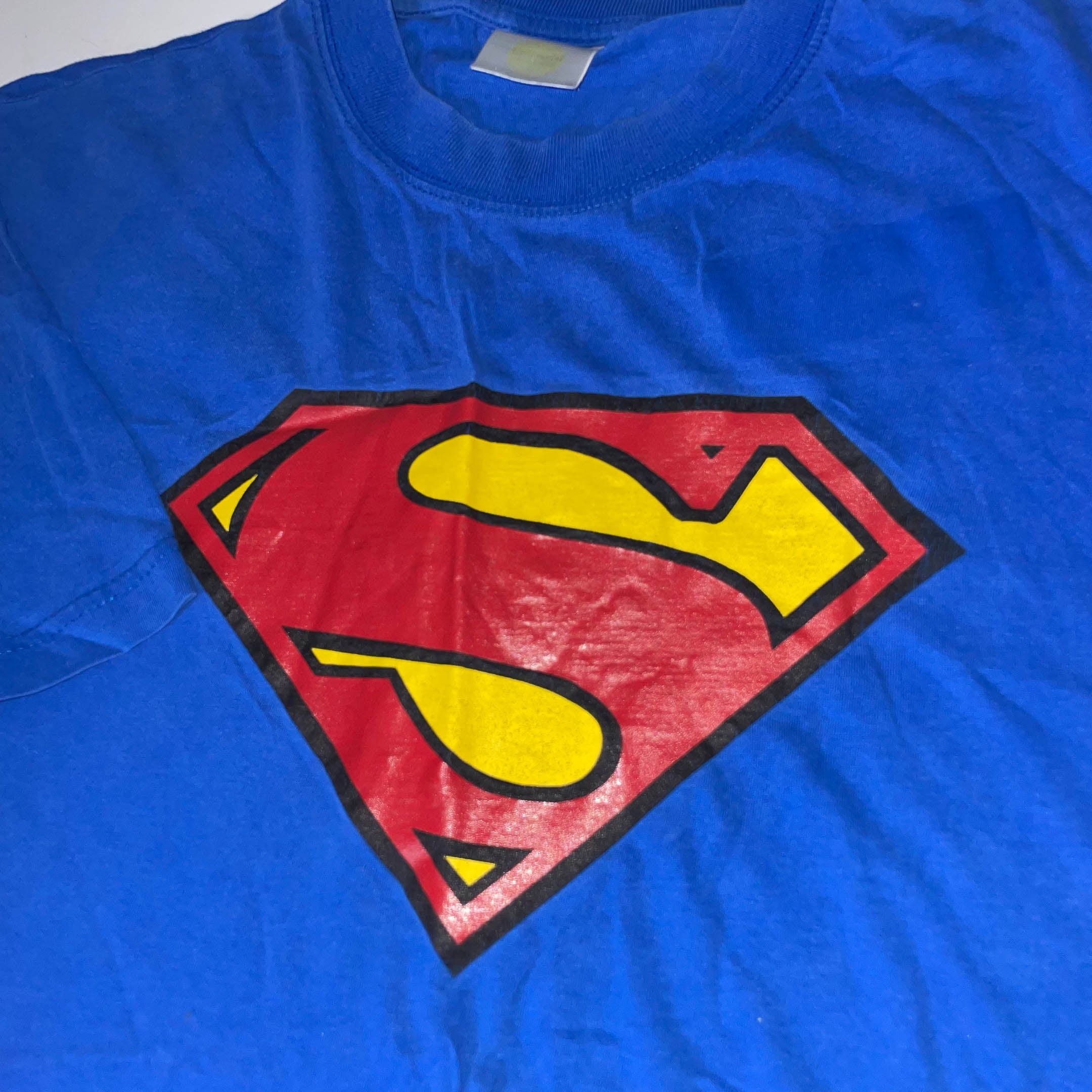 Vintage mens DC Comics Superman logo classic blue tees XL