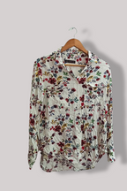 Vintage womens Mark & Spencer cream floral pattern medium long sleeve shirt