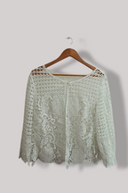 Vintage white italia floral lace white womens small top