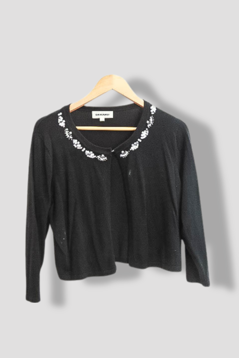 Vintage Black Gerard studed collar womens nylon top size M