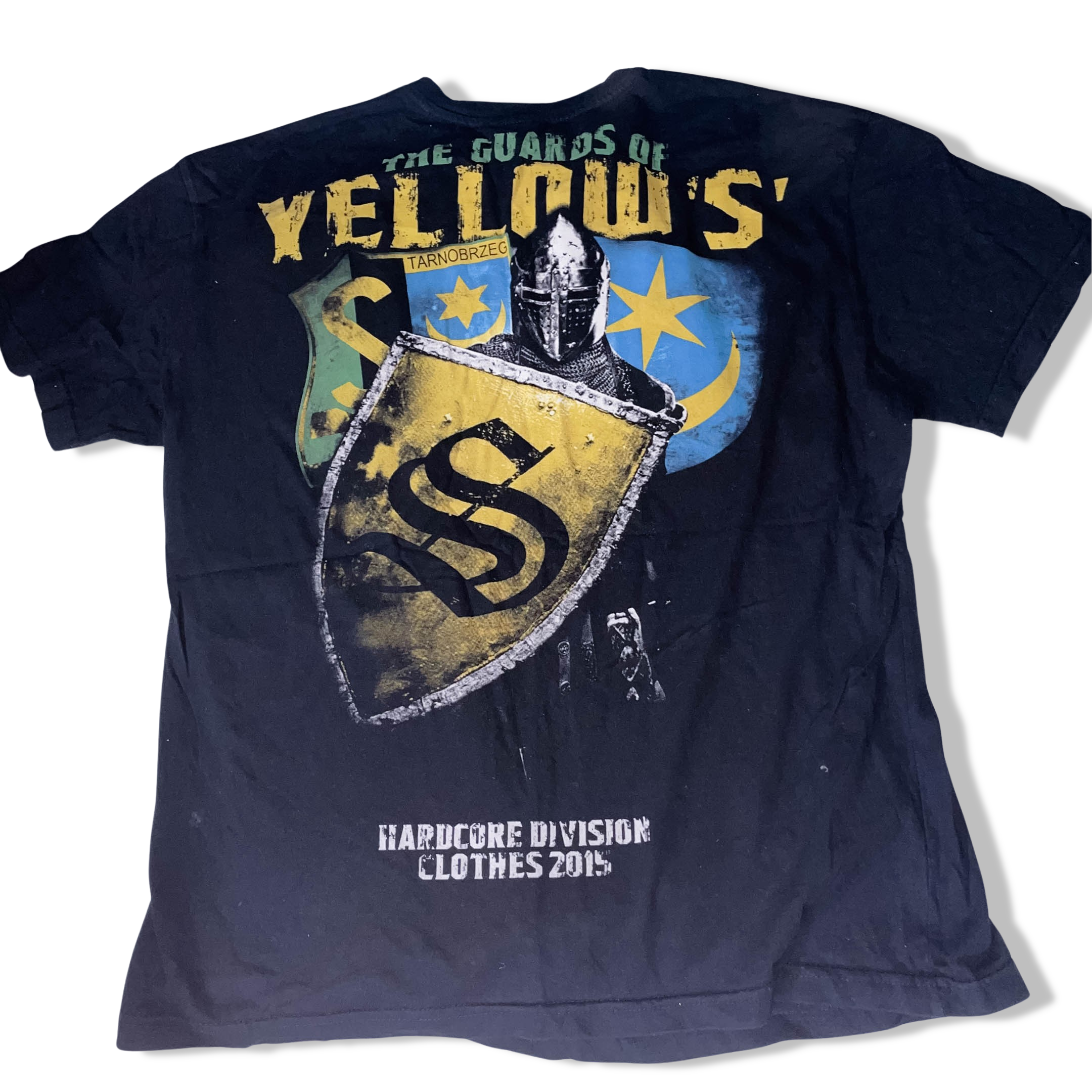 Vintage Black Hardcore division clothes 2015 the guards of yellow graphics tees XL