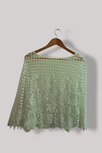 Vintage white italia floral lace white womens small top