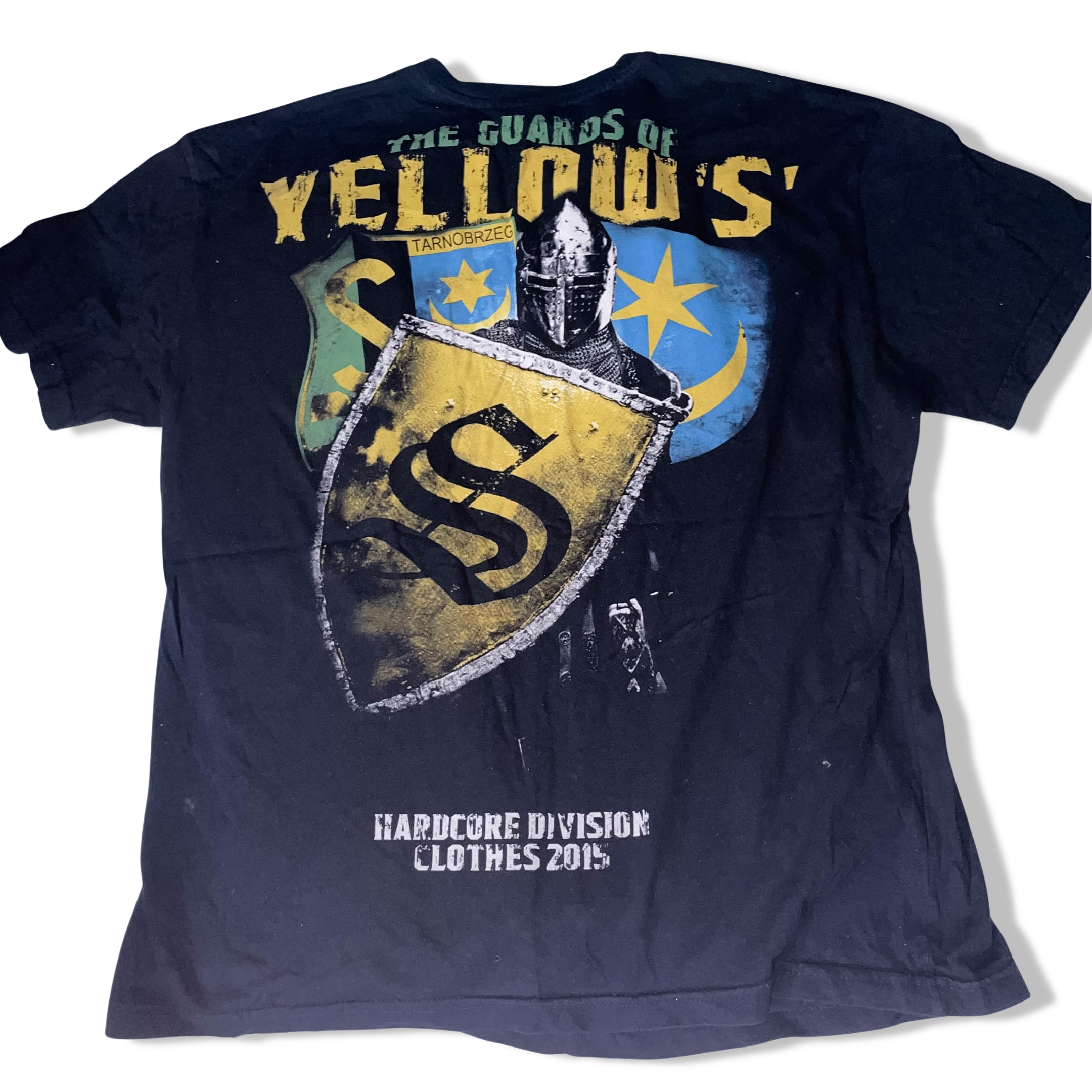 Vintage Black Hardcore division clothes 2015 the guards of yellow graphics tees XL