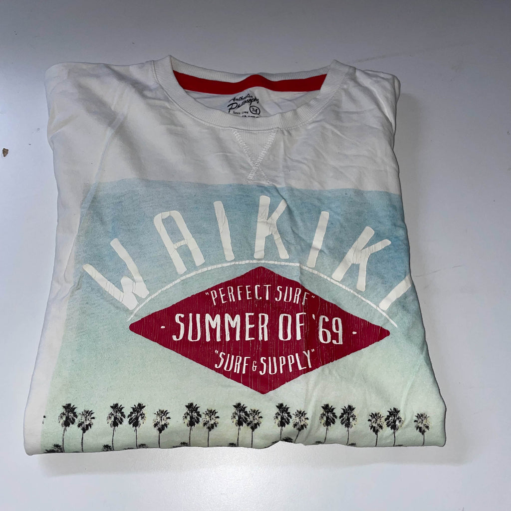 Vintage Walkiki summer surf & supply graphics mens white medium tees