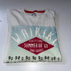 Vintage Walkiki summer surf & supply graphics mens white medium tees