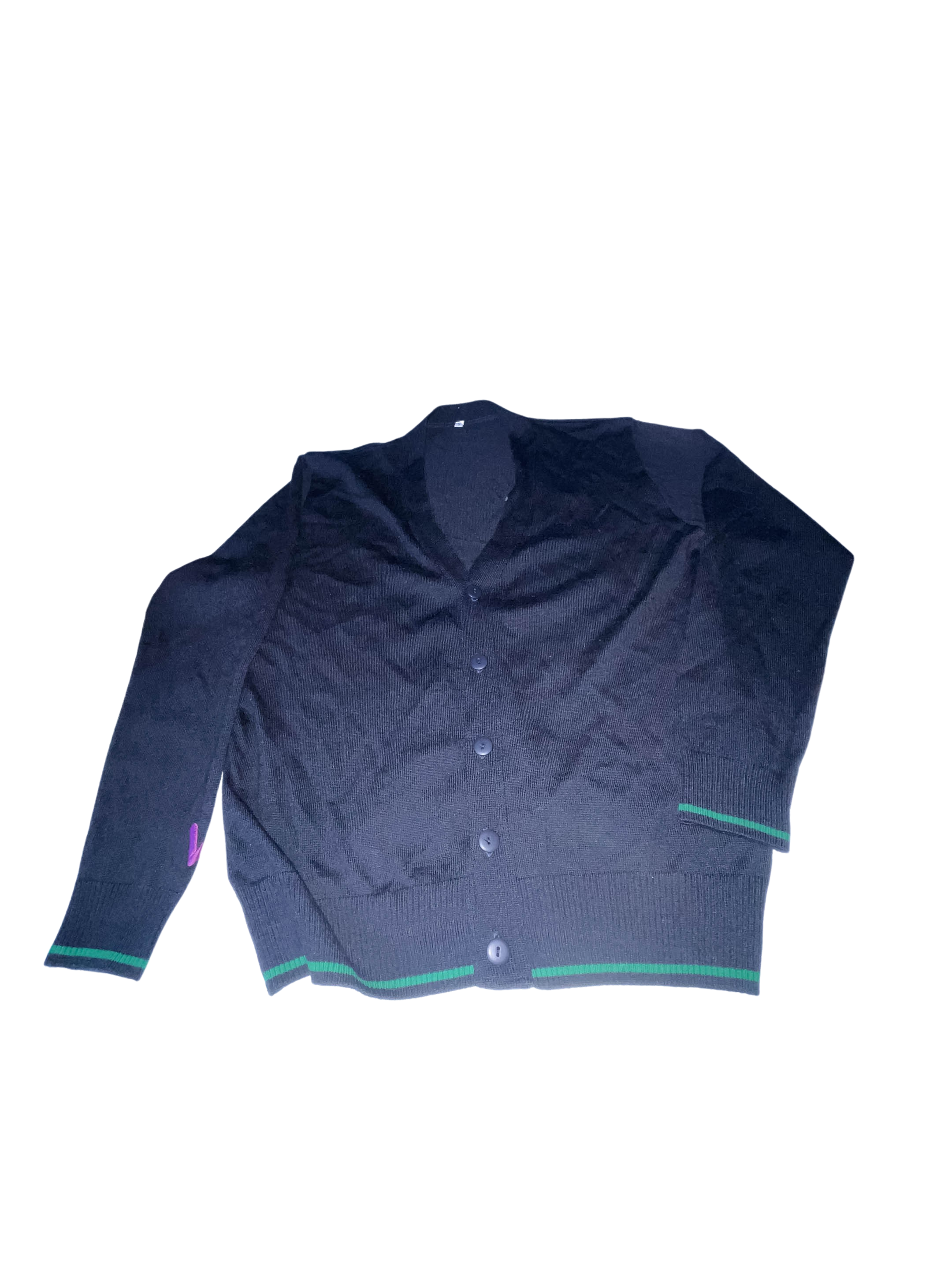 Vintage mens black small v-neck cashmere button up sweatshirt