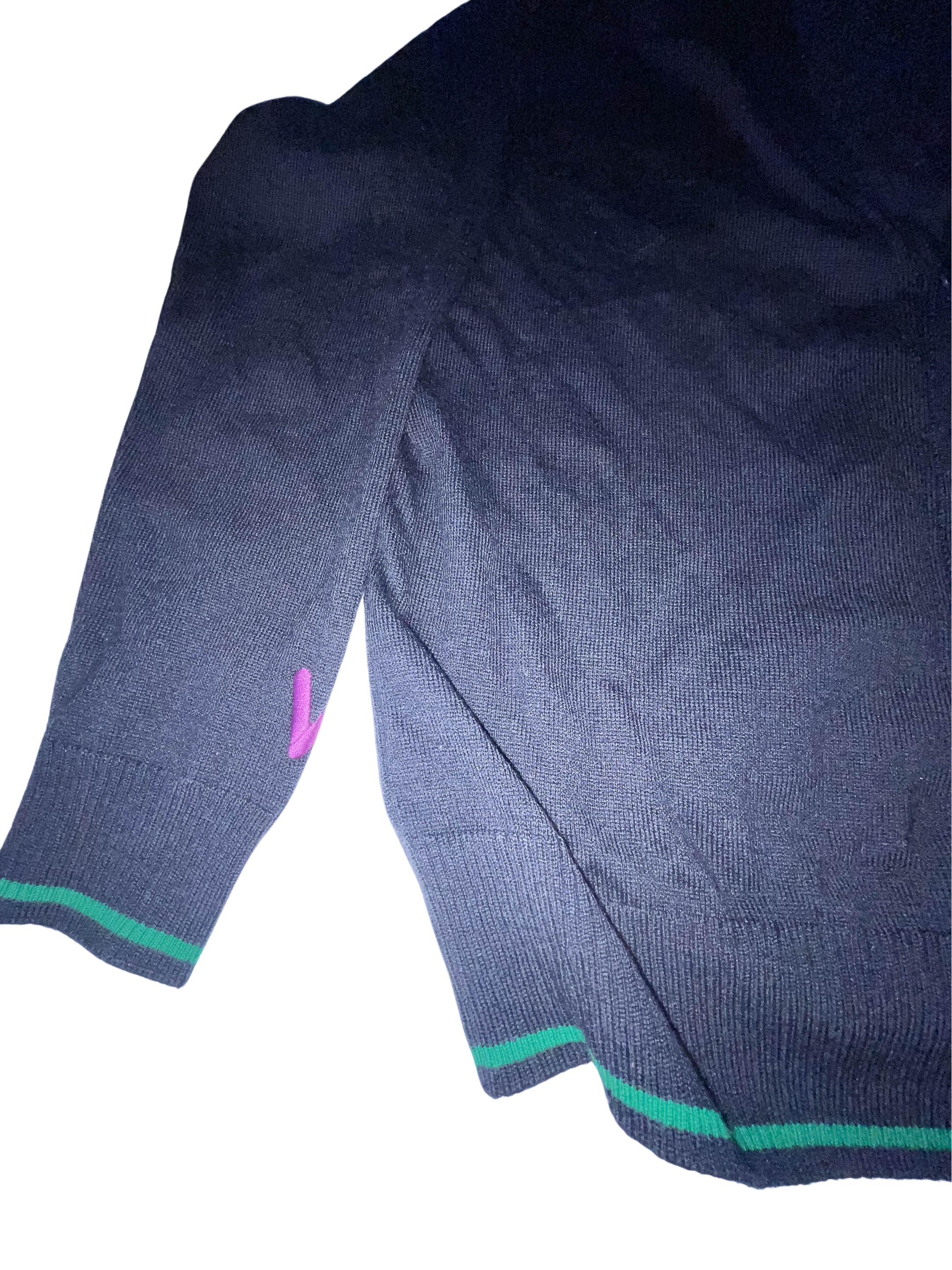 Vintage mens black small v-neck cashmere button up sweatshirt