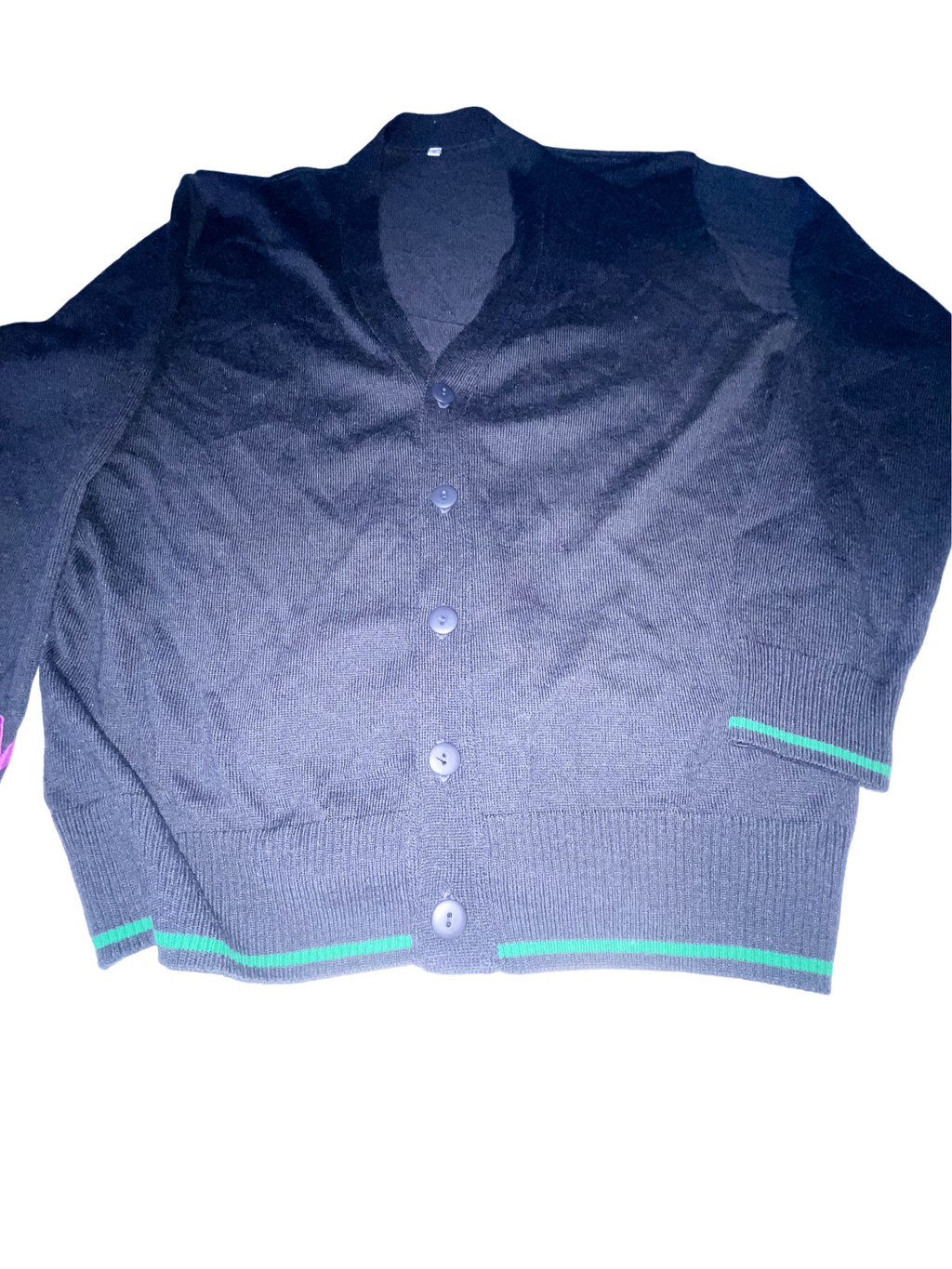 Vintage mens black small v-neck cashmere button up sweatshirt