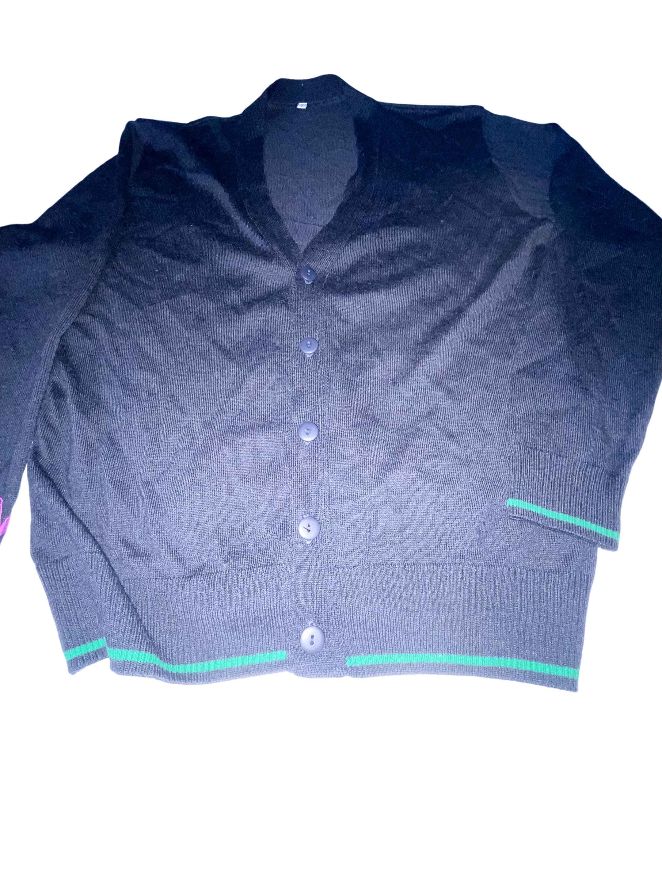 Vintage mens black small v-neck cashmere button up sweatshirt