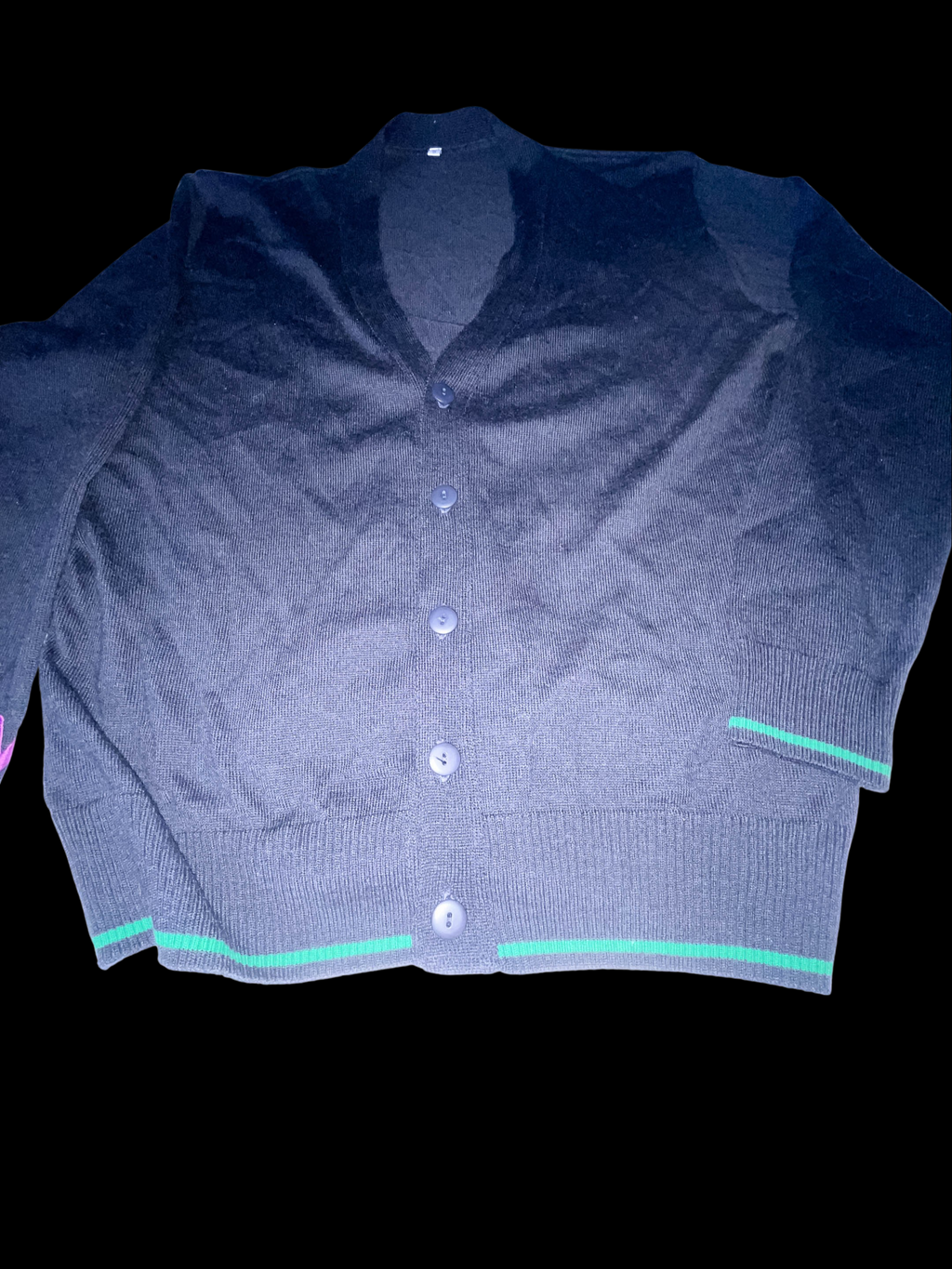 Vintage mens black small v-neck cashmere button up sweatshirt