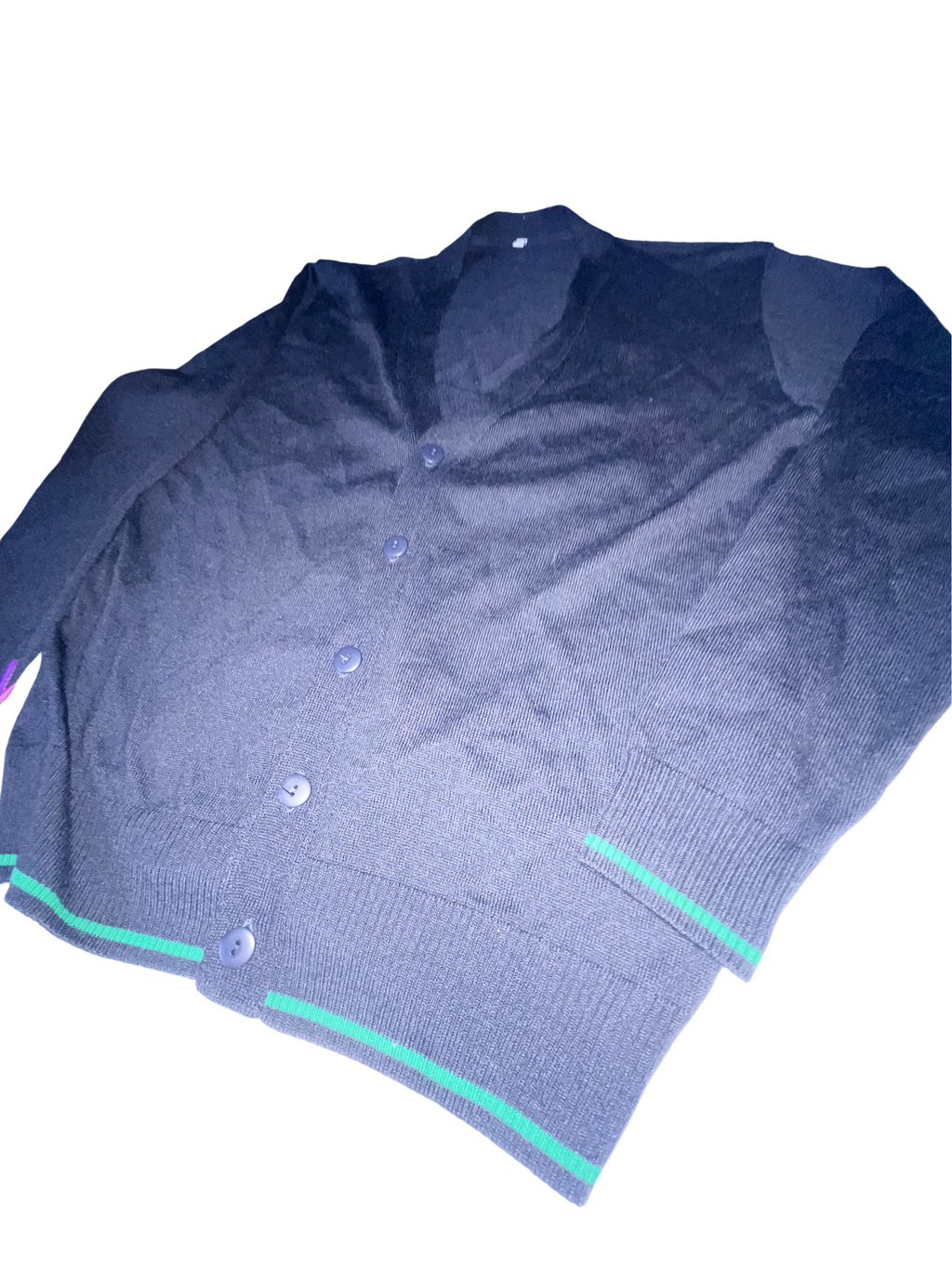 Vintage mens black small v-neck cashmere button up sweatshirt