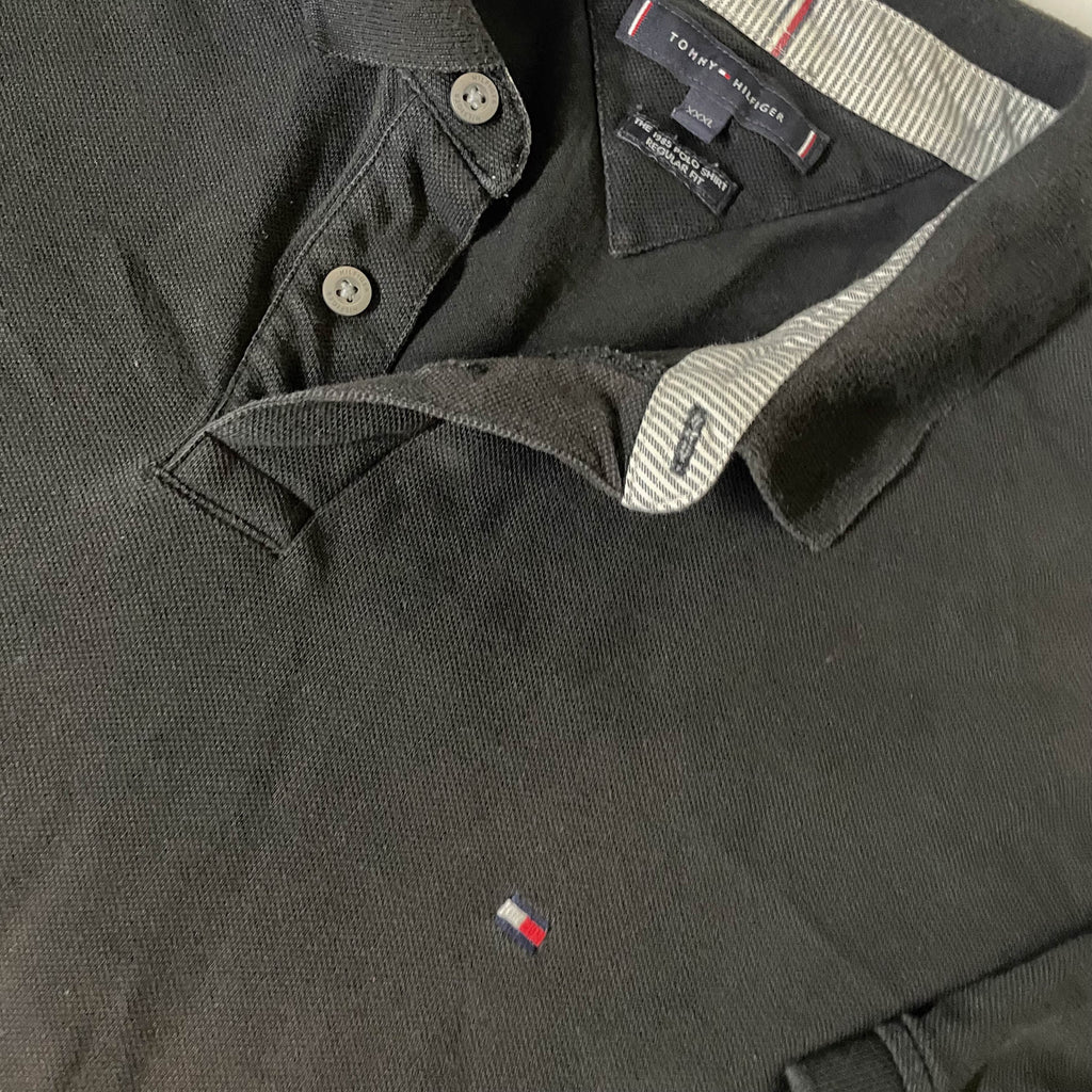 Vintage 90's Tommy Hilfiger black XXXL polo shirt | L 30 W 24| Black| SKU 3711
