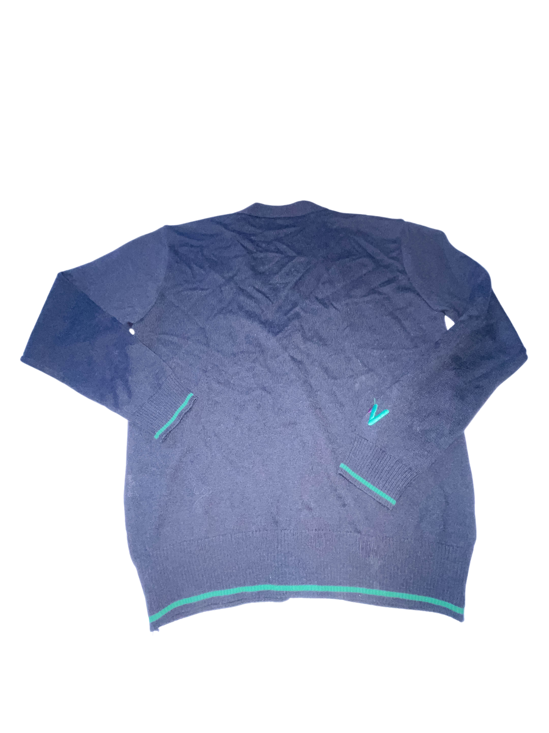 Vintage mens black small v-neck cashmere button up sweatshirt