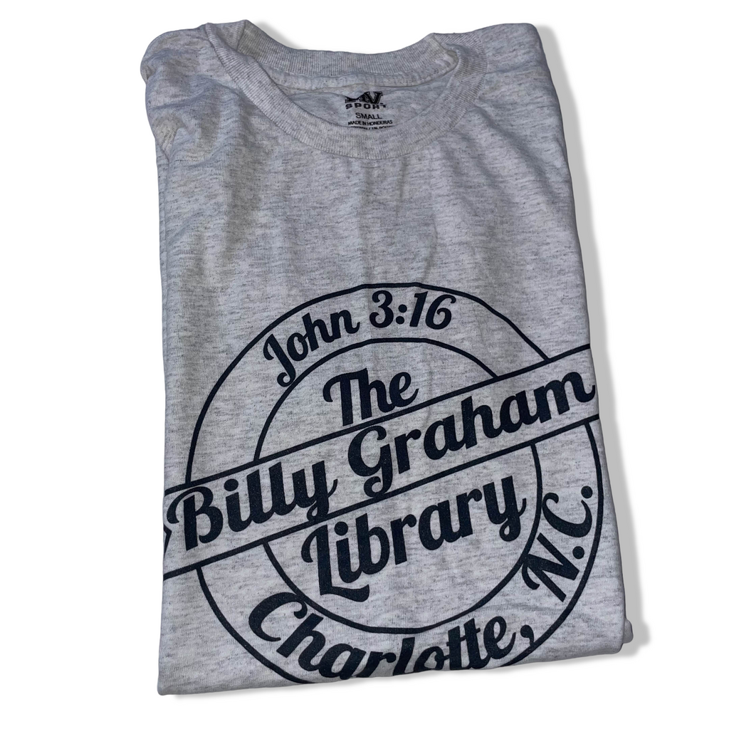Vintage MV sport The Billy Graham Library graphics mens grey tees in S