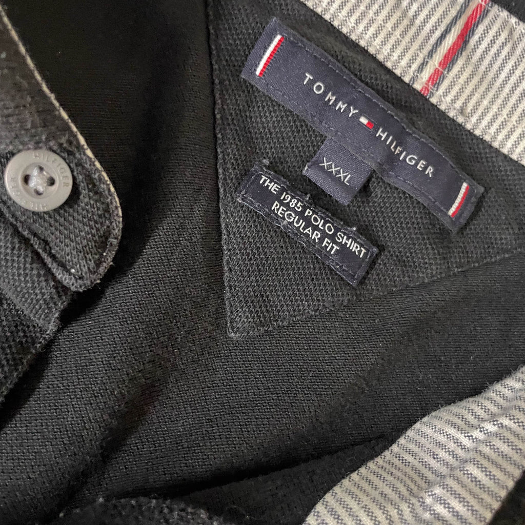 Vintage 90's Tommy Hilfiger black XXXL polo shirt | L 30 W 24| Black| SKU 3711