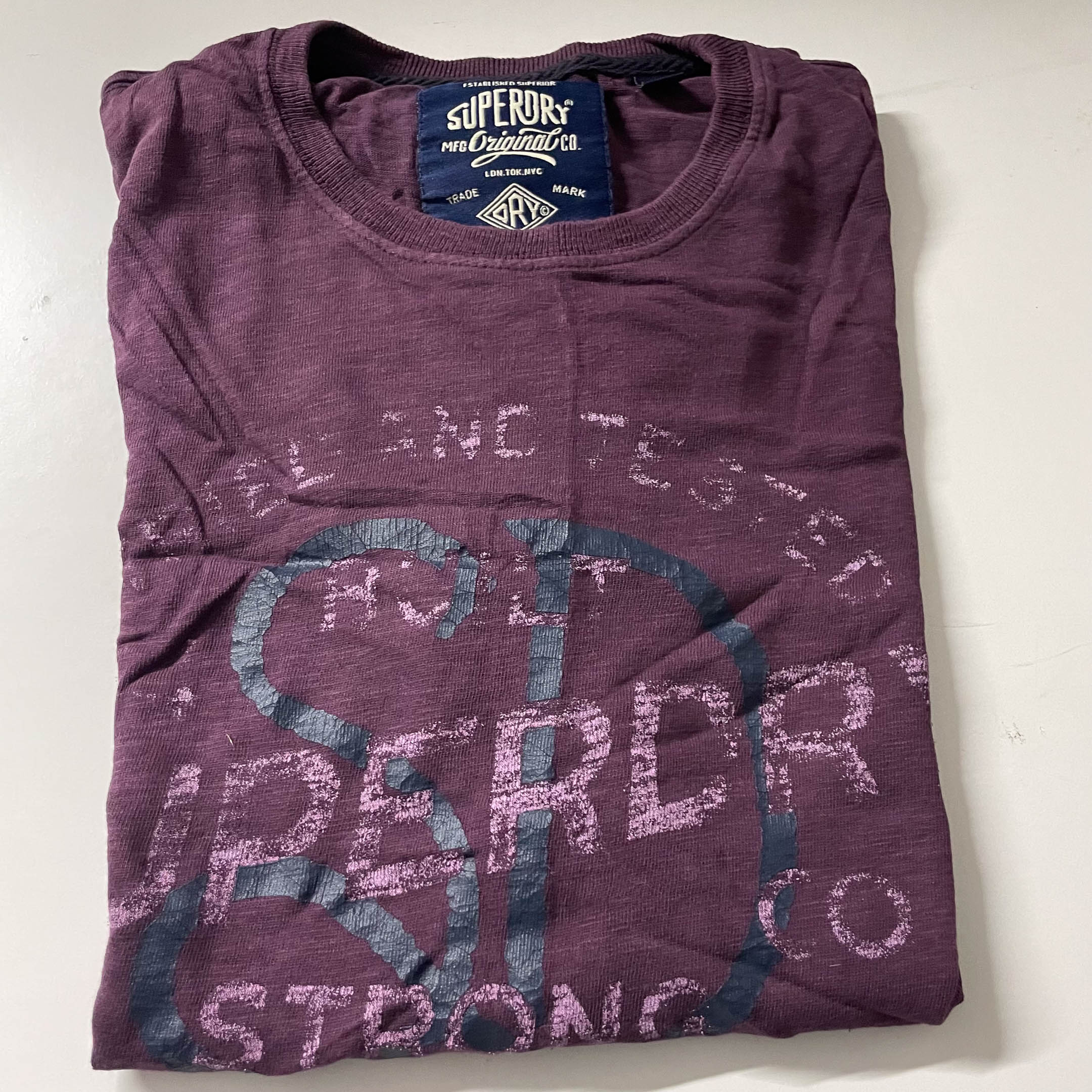 Vintage Superdry original graphics medium brown tees