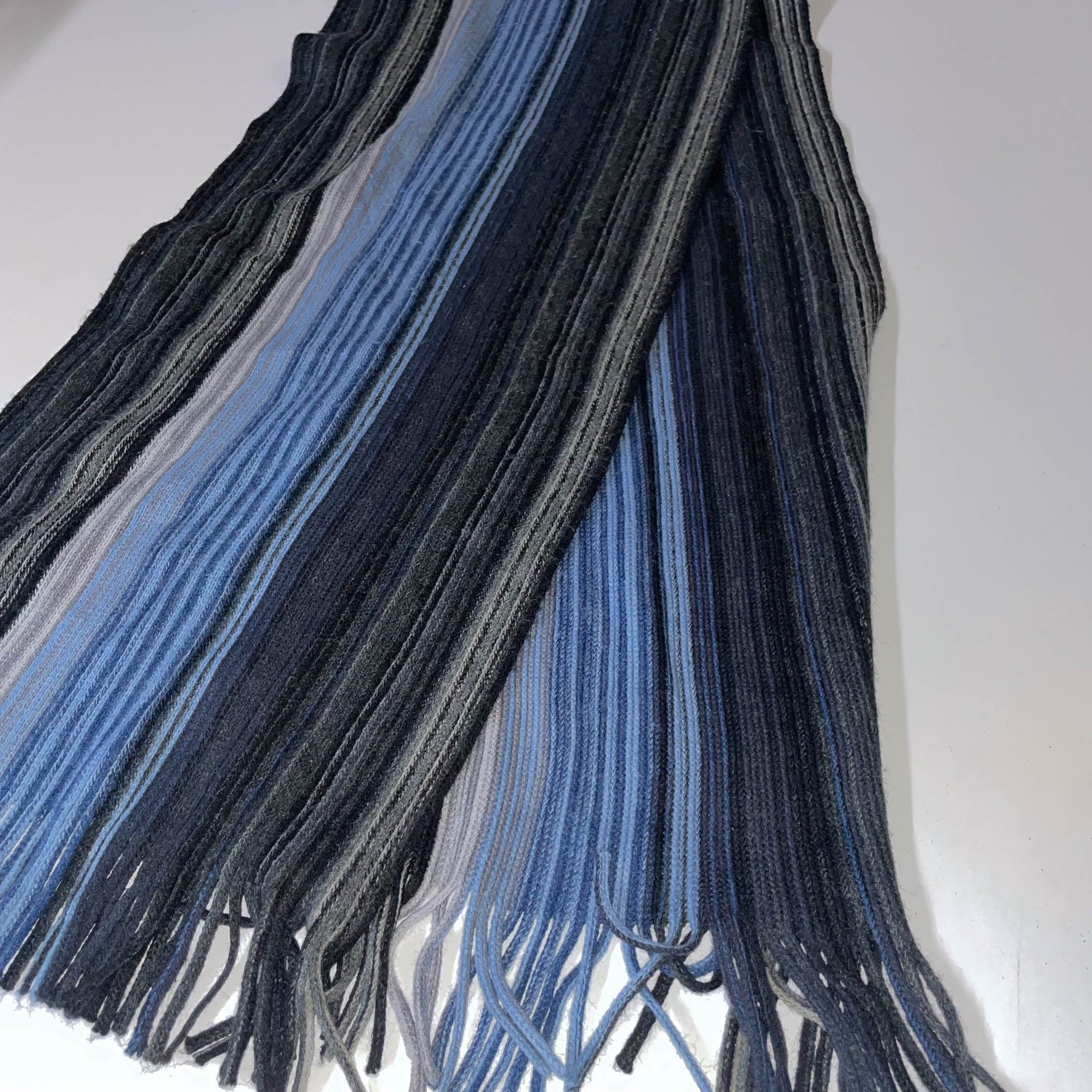 Vintage Michealis multicolor wool winter scarf| L 35 W 12 |BLUE&GREY|SKU 3703