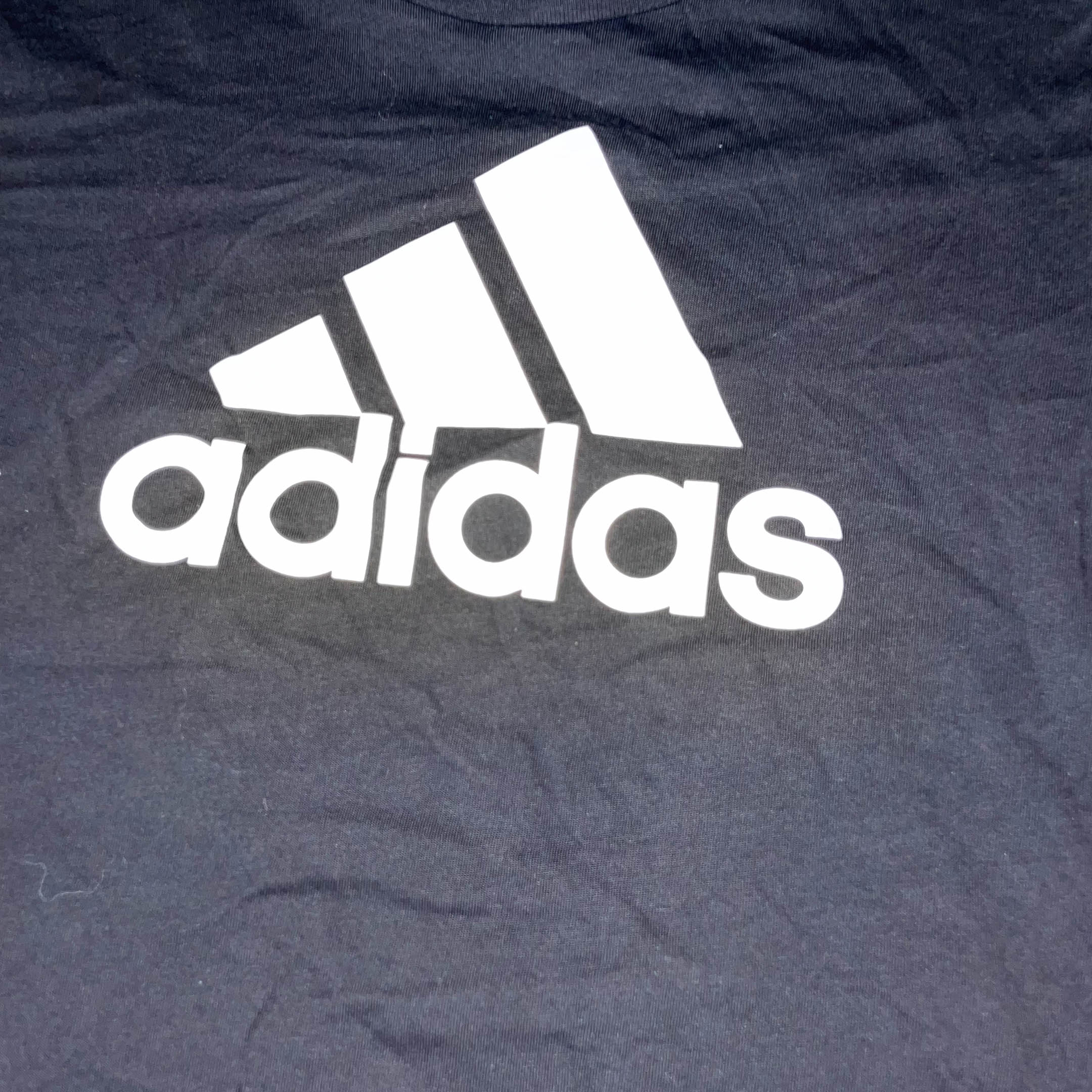 Vintage Black Adidas Big logo print small short sleeve tees