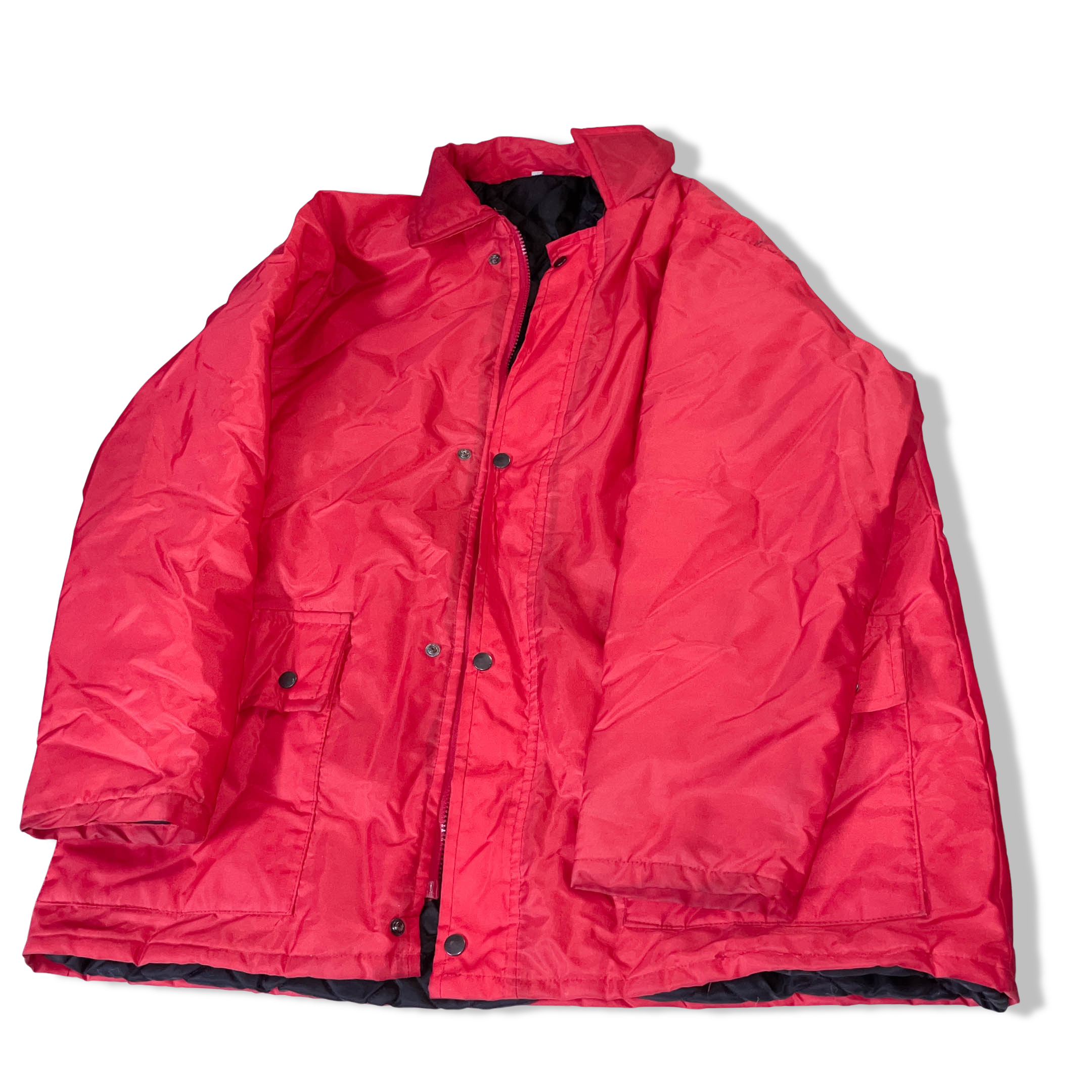 Vintage Red Insulated Padded Long Sleeve Winter Coat Jacket.