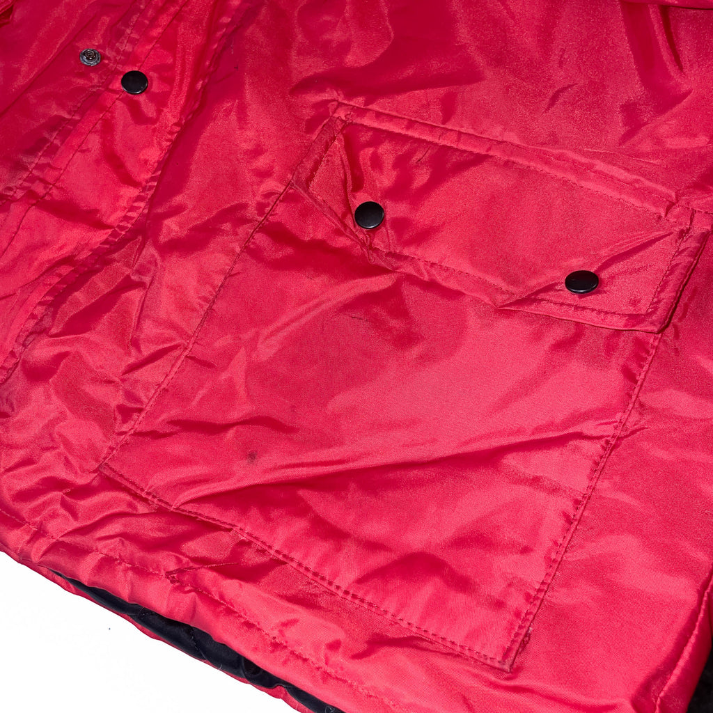 Vintage Red Insulated Padded Long Sleeve Winter Coat Jacket.