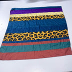 Vintage women leopard and multi stripe print bandana