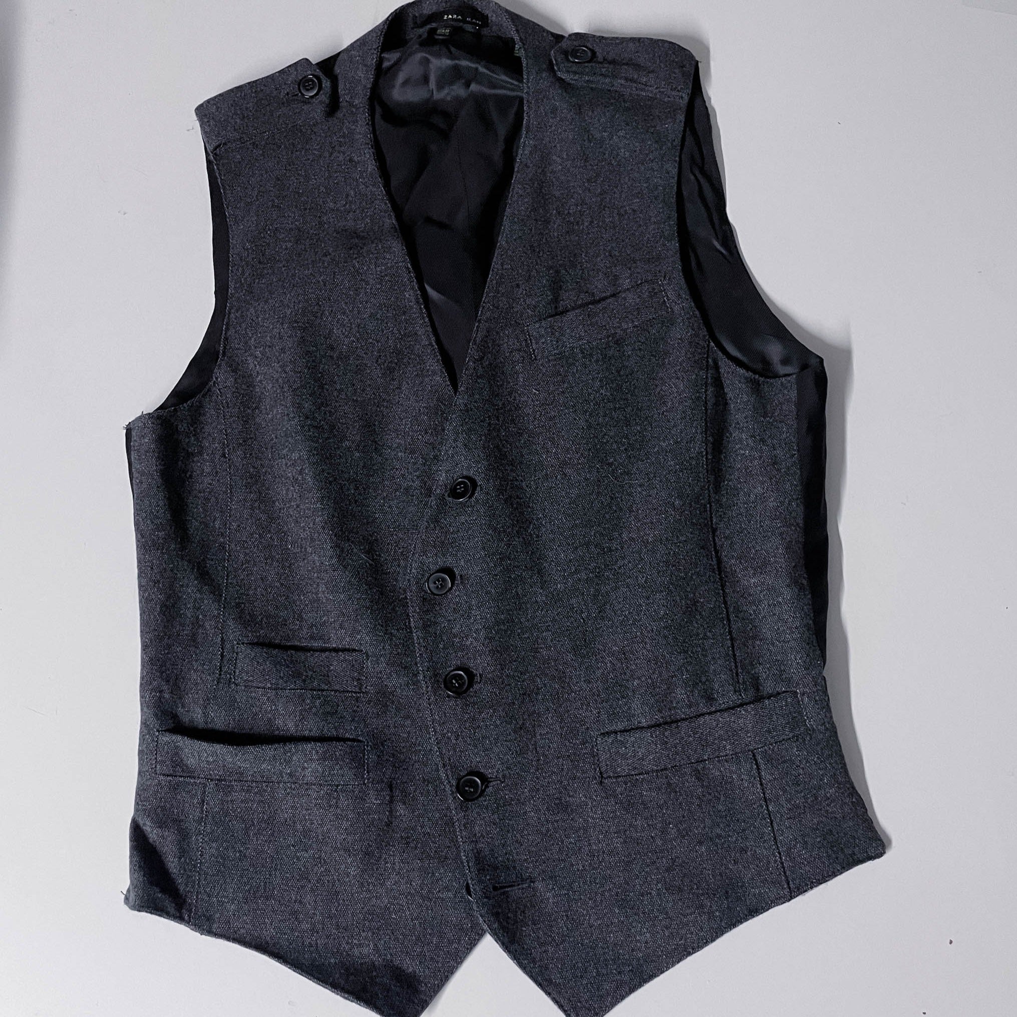 Vintage Zara Man formal suit vest grey medium jacket