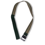 Vintage y2k cream and green stripe military elastic buckle belt