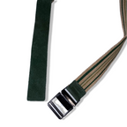 Vintage y2k cream and green stripe military elastic buckle belt