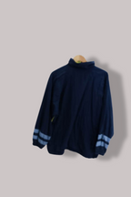Vintage Navy linen patchwork windbreaker hoodie jacket M