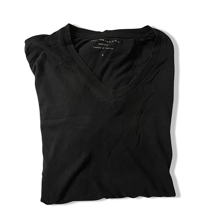 Vintage Black Selected Hommes V-neck small plain tees