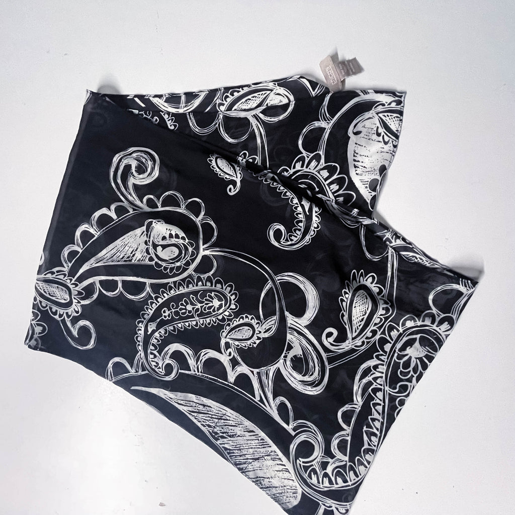 Vintage black and white abstract print scarf
