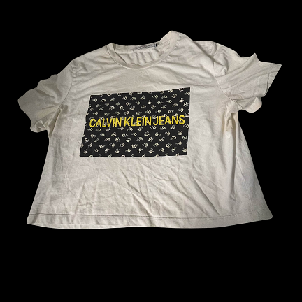 Vintage Women's Calvin Klein jeans graphics large white tees