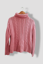 Vintage Womens Knitted Wool Pink Turtle neck large sweater