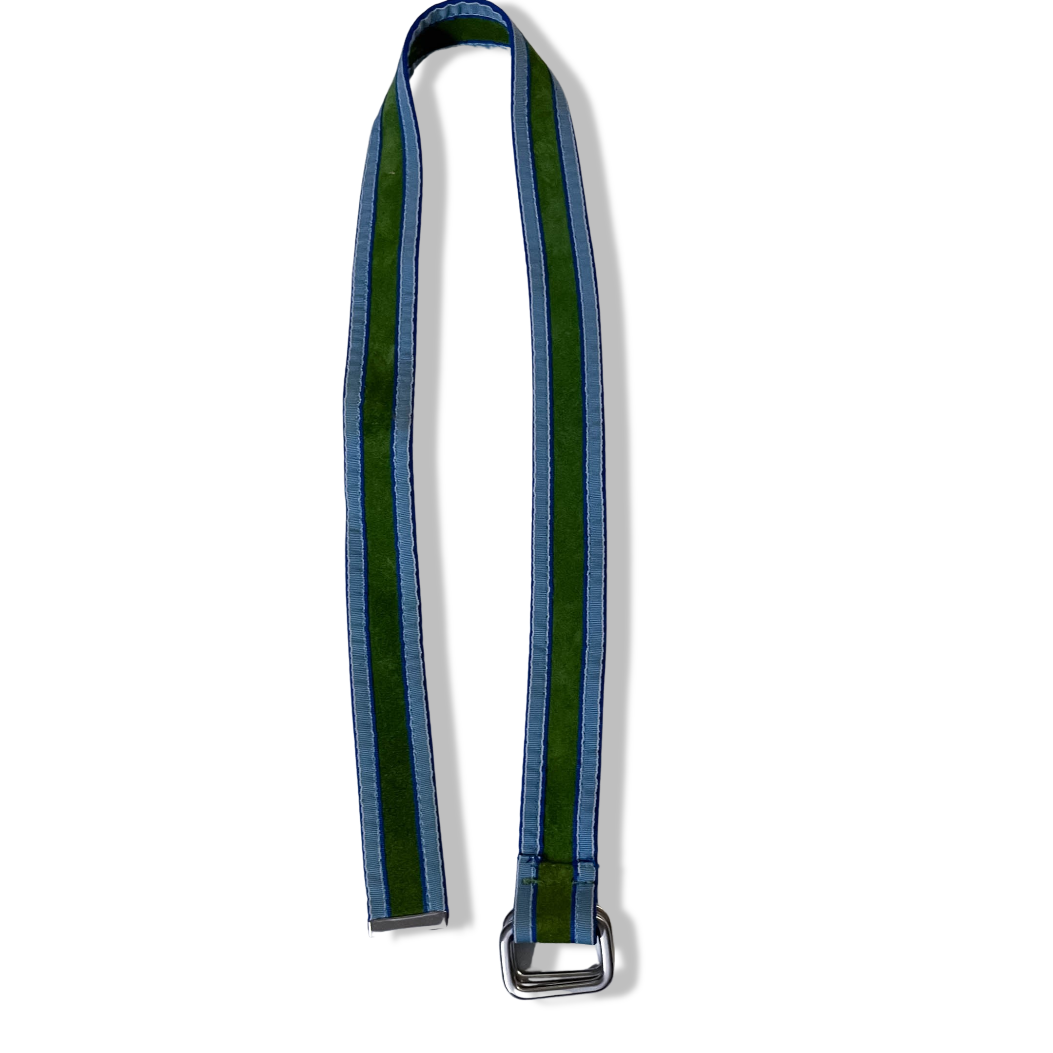 Vintage multi stripe blue and green elastic belt