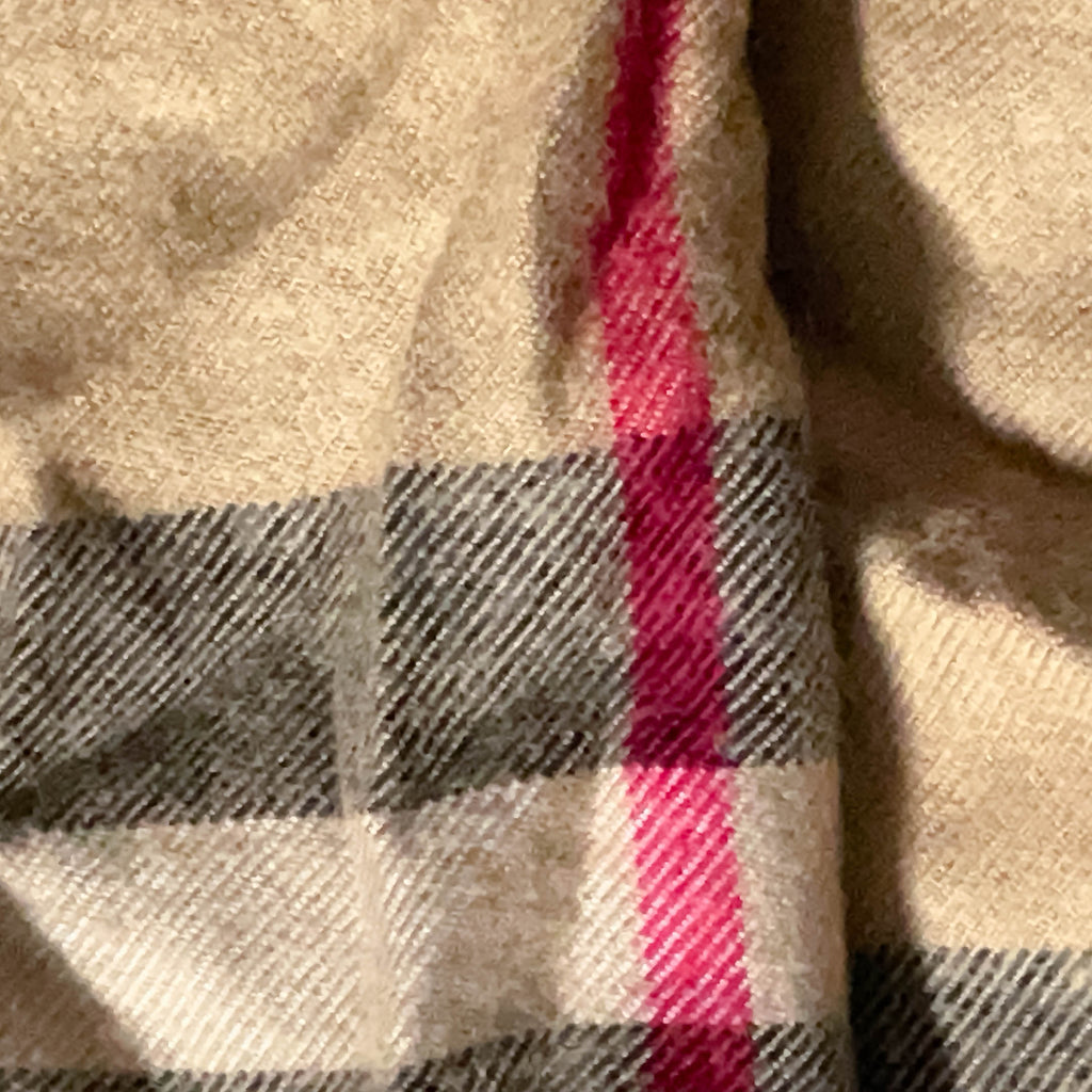 Vintage cream checkered wool scarf