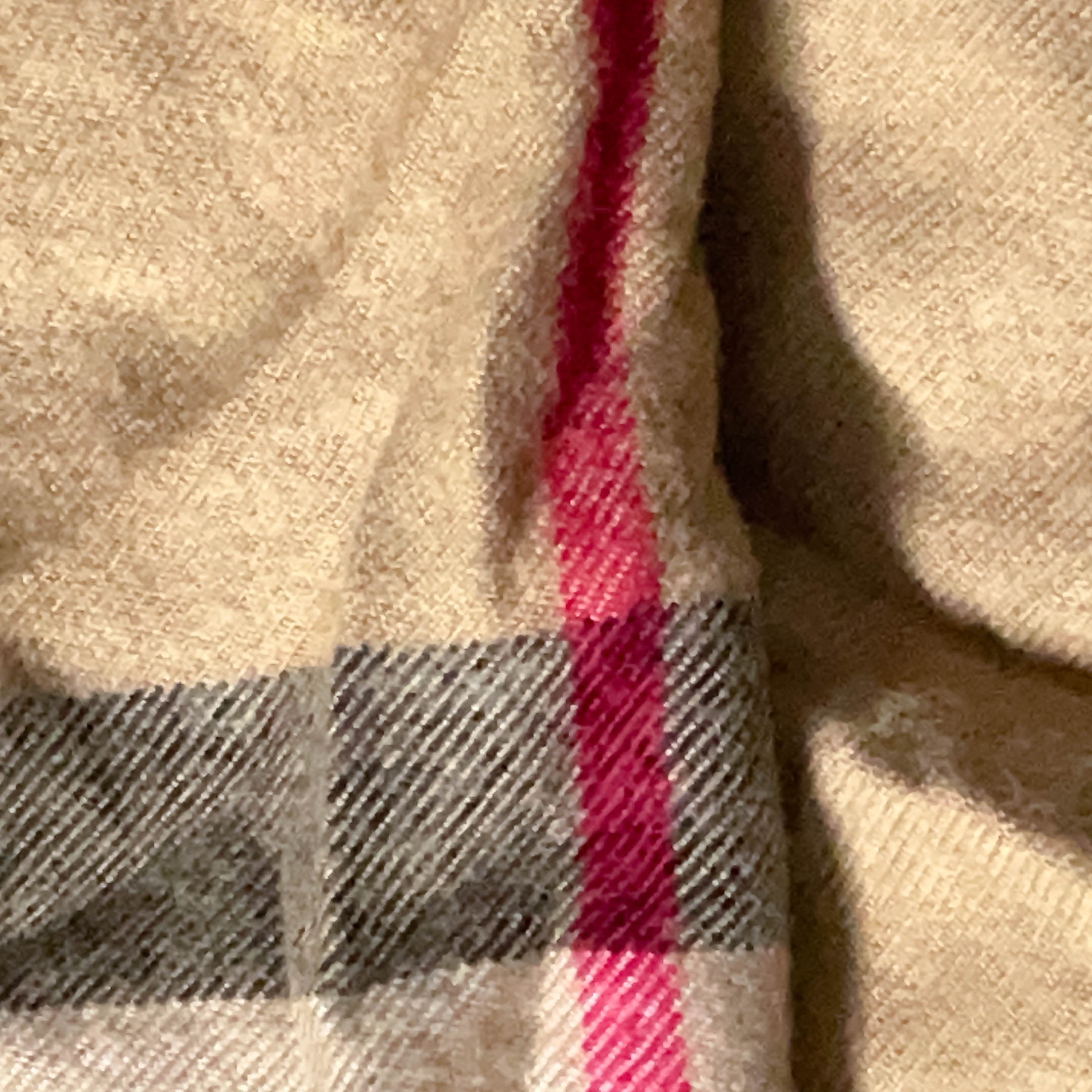 Vintage cream checkered wool scarf