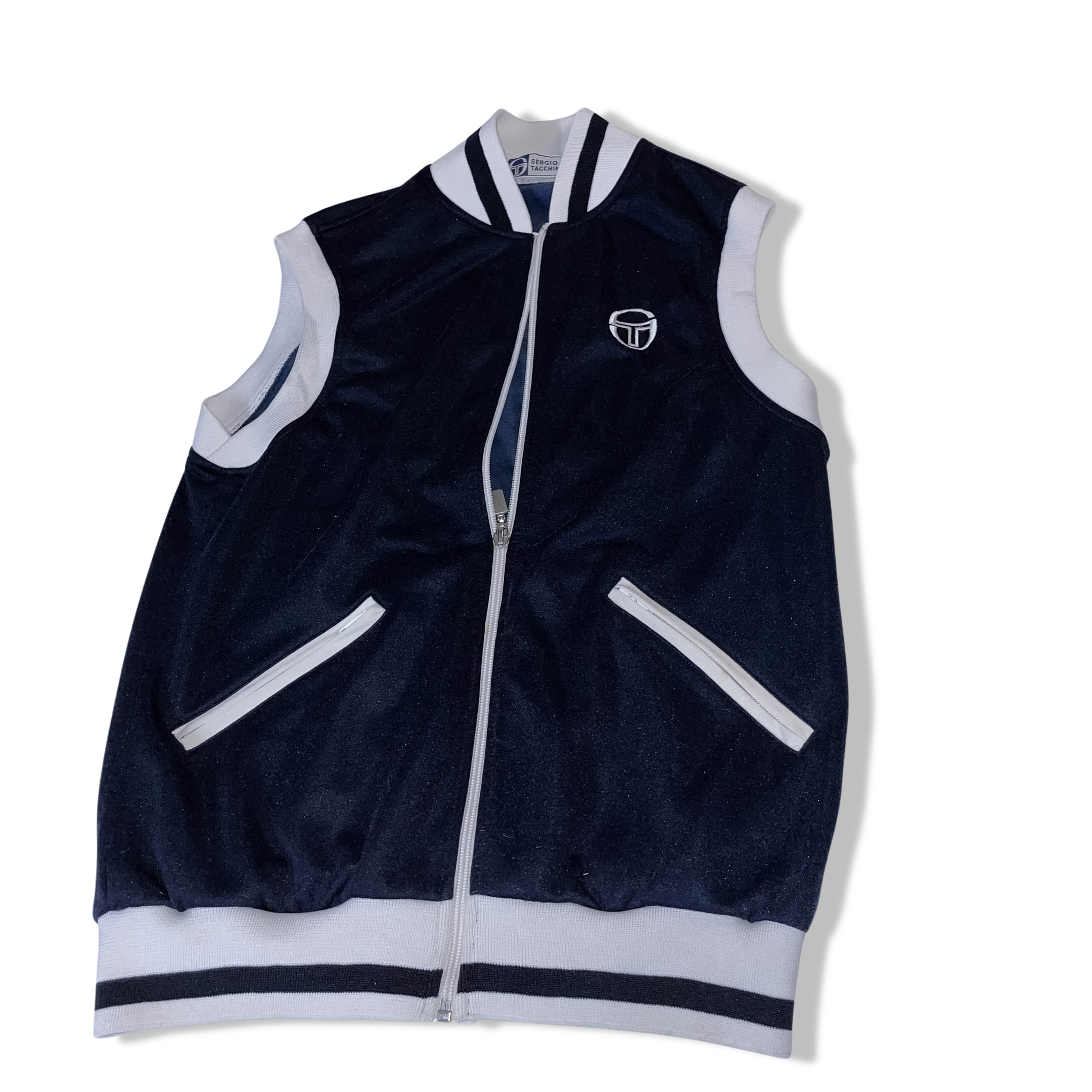 Vintage Sergio Tacchini navy sleeveless full zip unisex Italia jacket | M | 3638