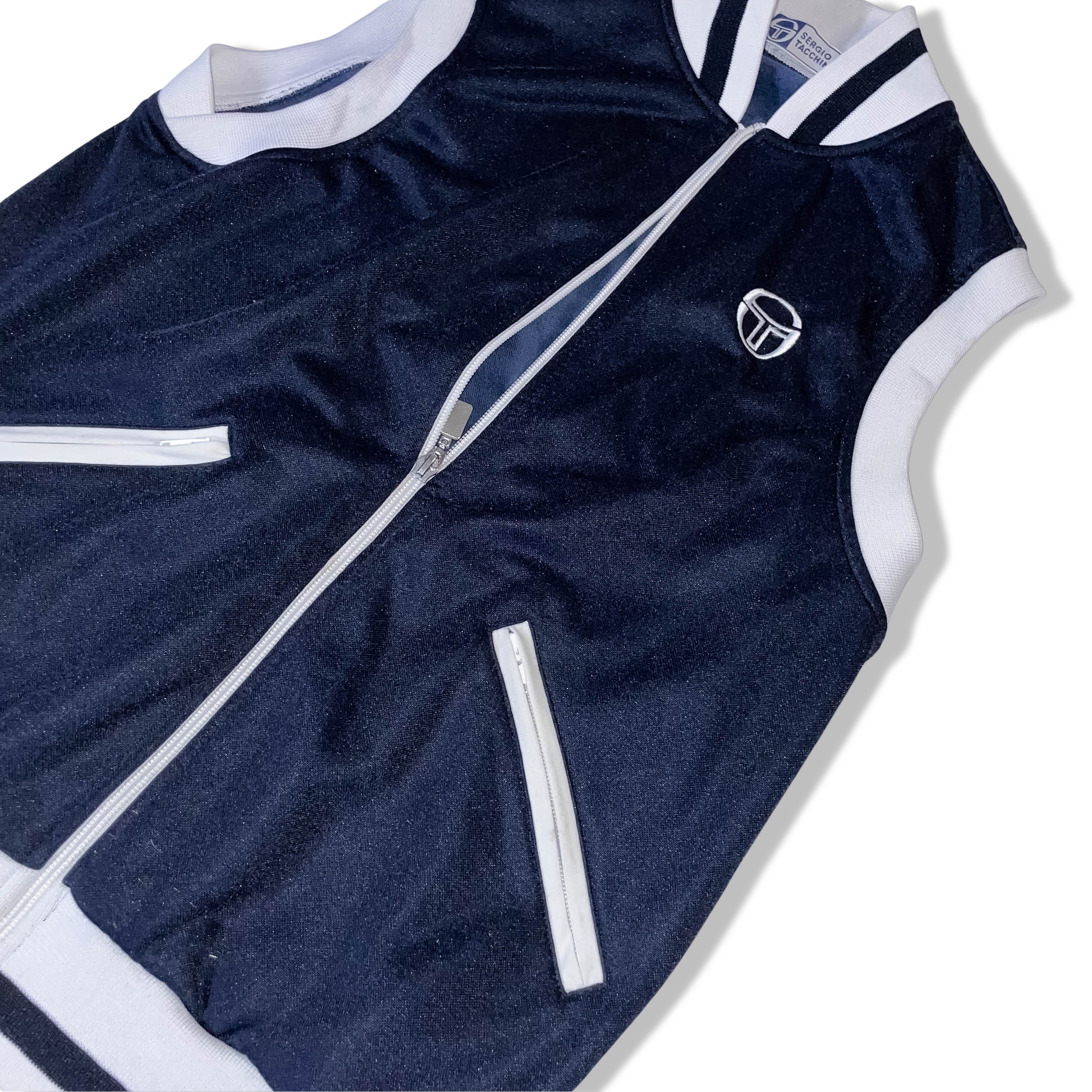 Vintage Sergio Tacchini navy sleeveless full zip unisex Italia jacket | M | 3638