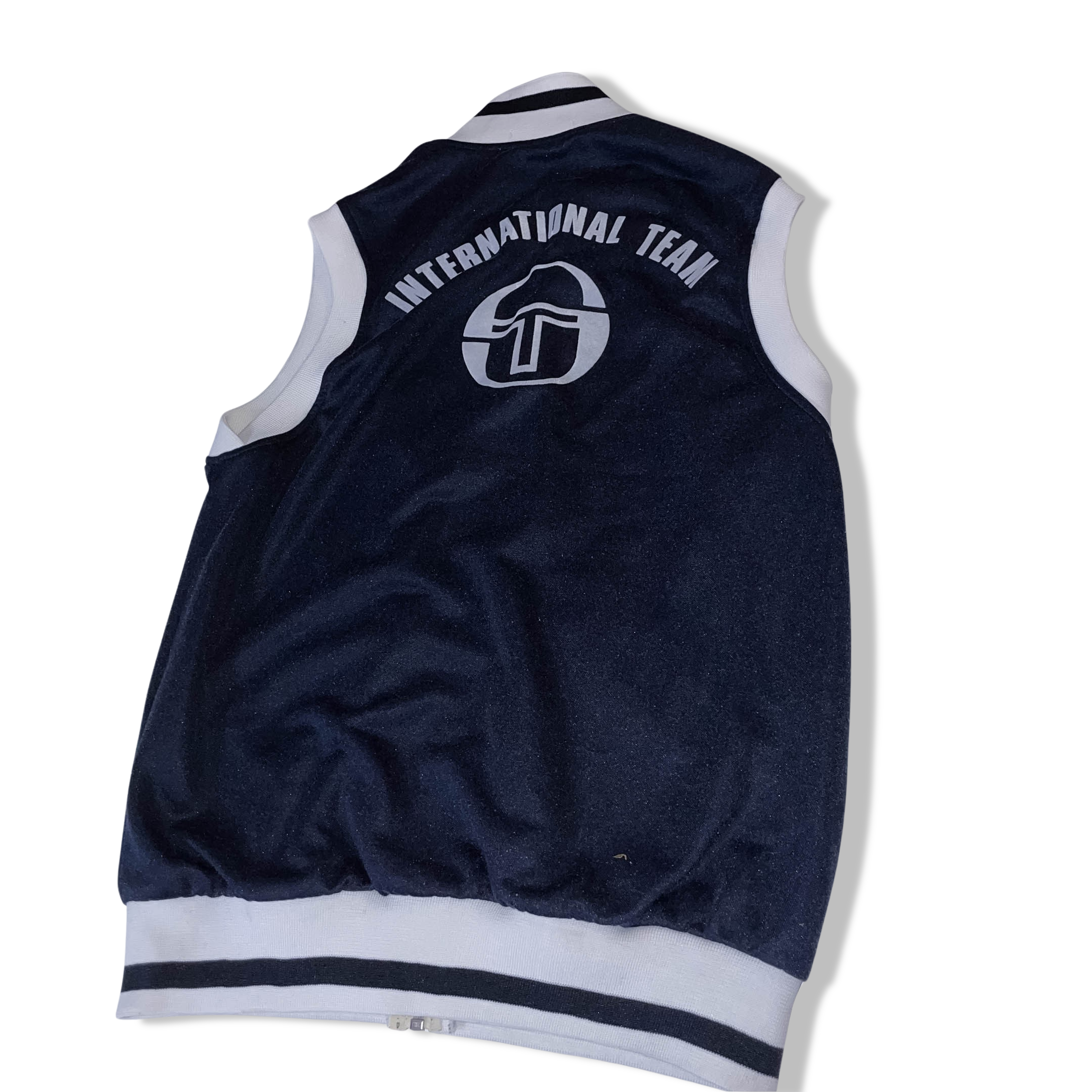 Vintage Sergio Tacchini navy sleeveless full zip unisex Italia jacket | M | 3638